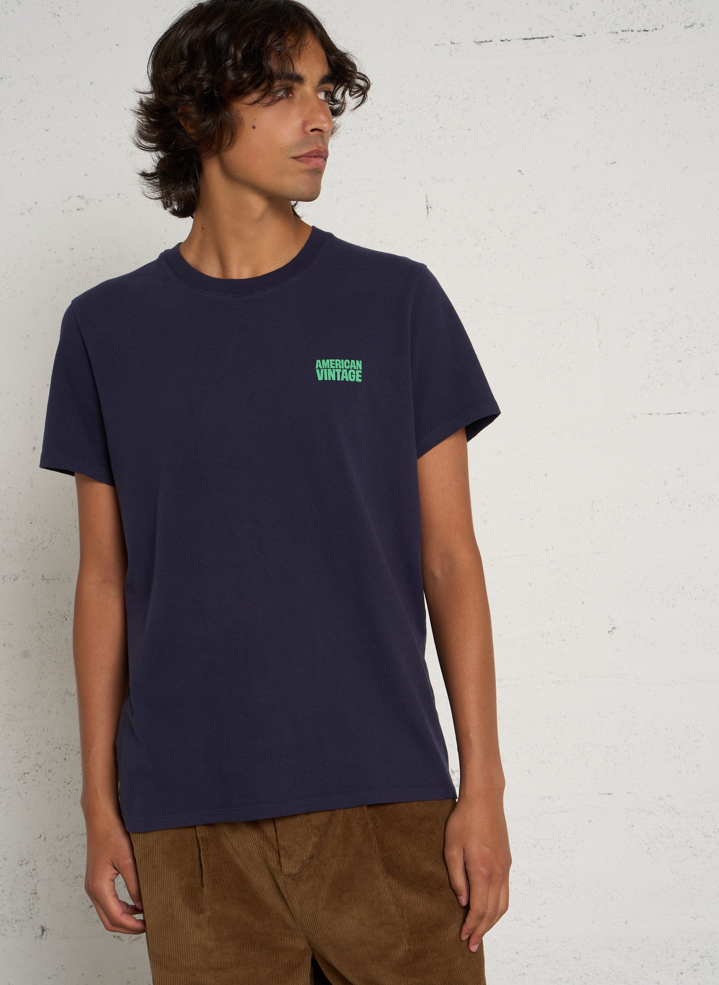 Tee-shirt droit col rond en coton AMERICAN VINTAGE