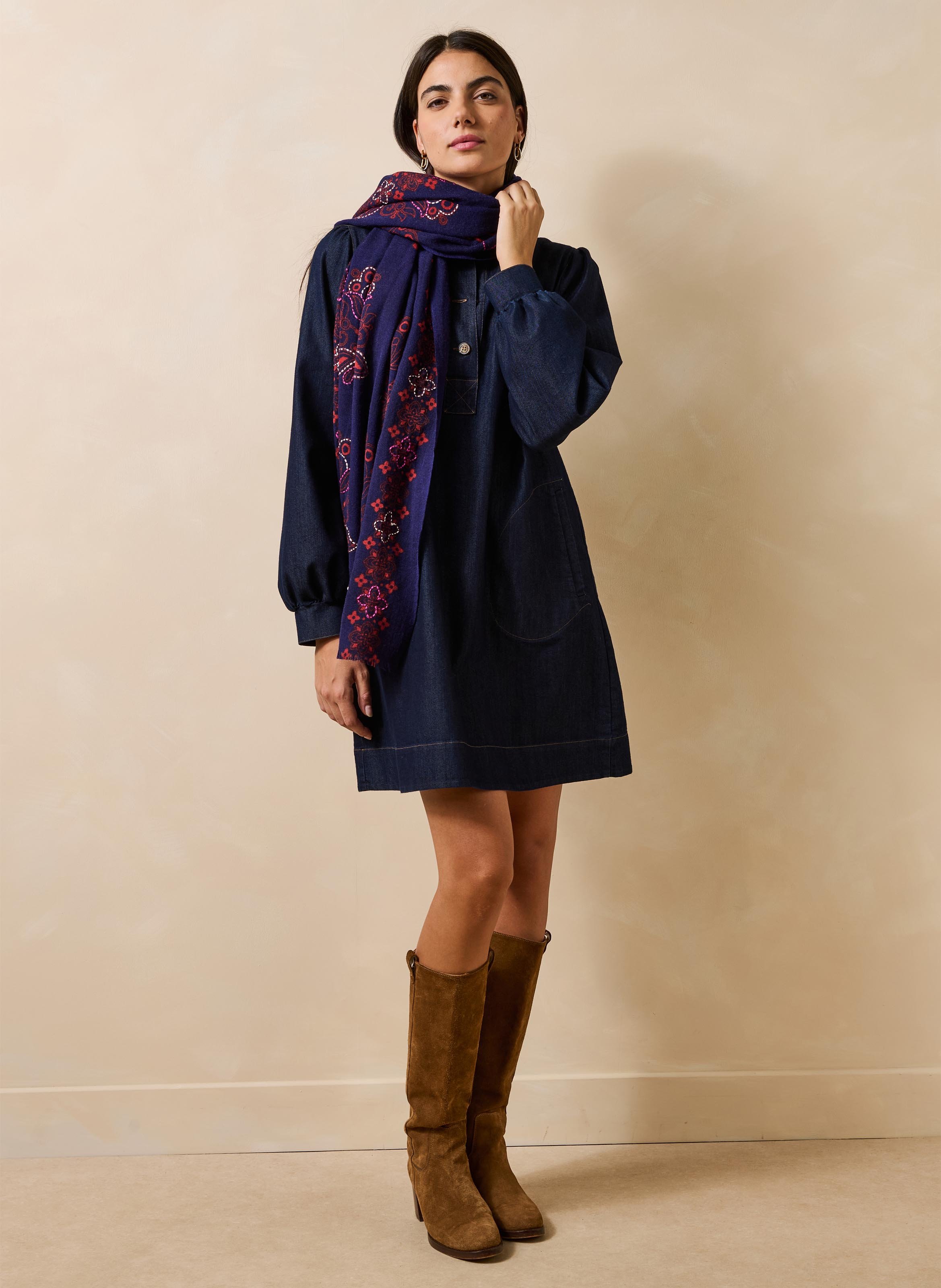 Echarpe en laine LA FEE MARABOUTEE Violet