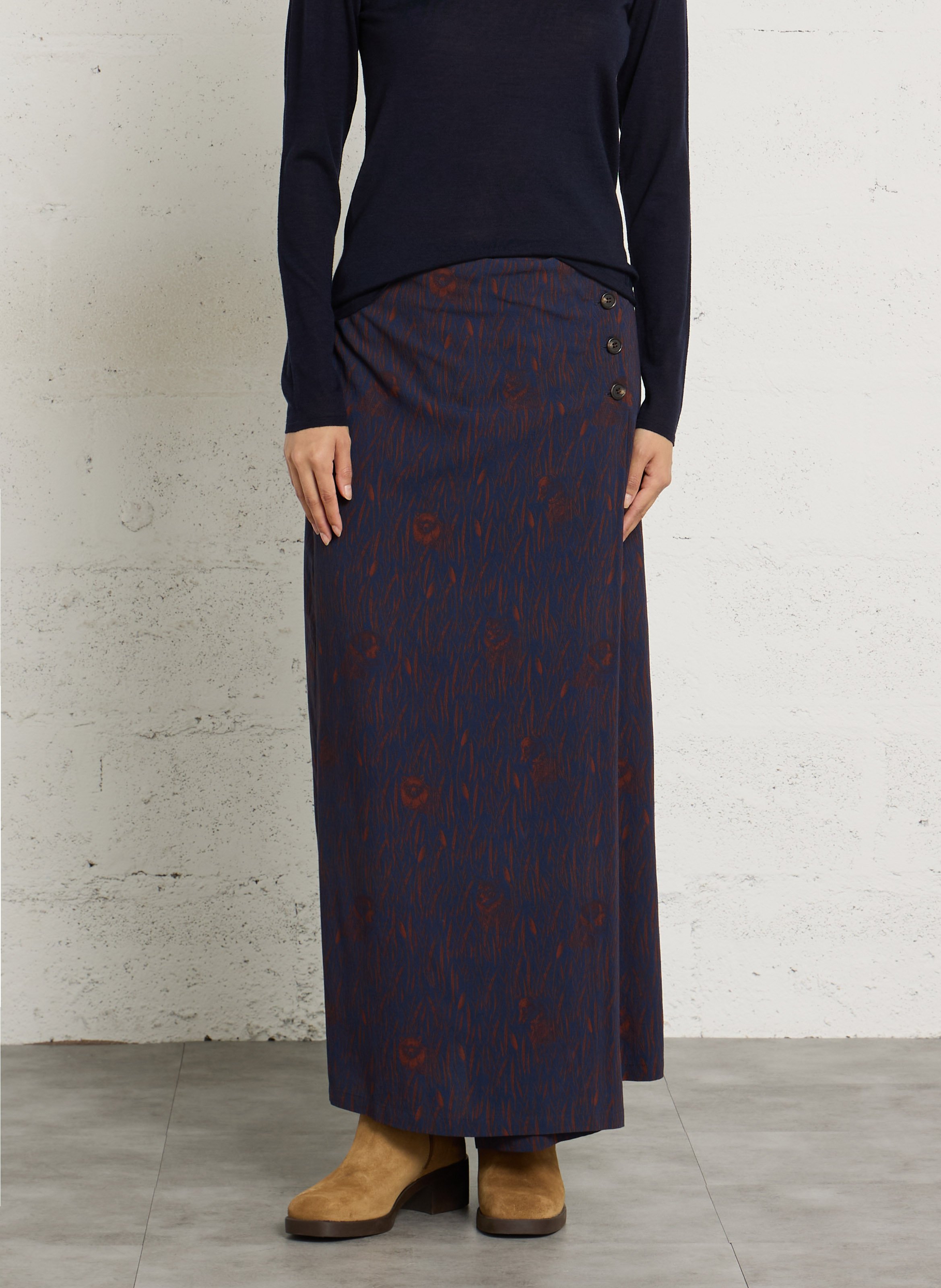 Lange rok met print NICE THINGS Blauw