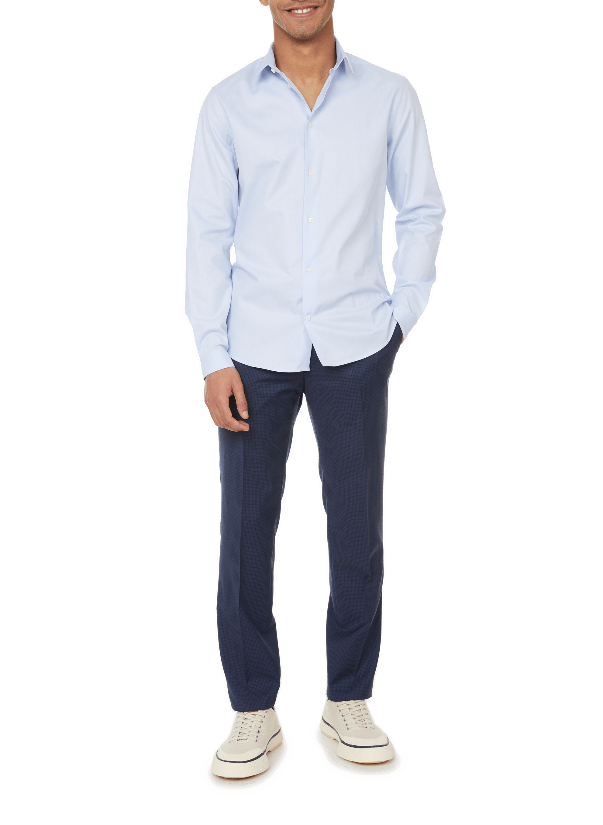 Slim-fit shirt in washed cotton AU PRINTEMPS PARIS Blue