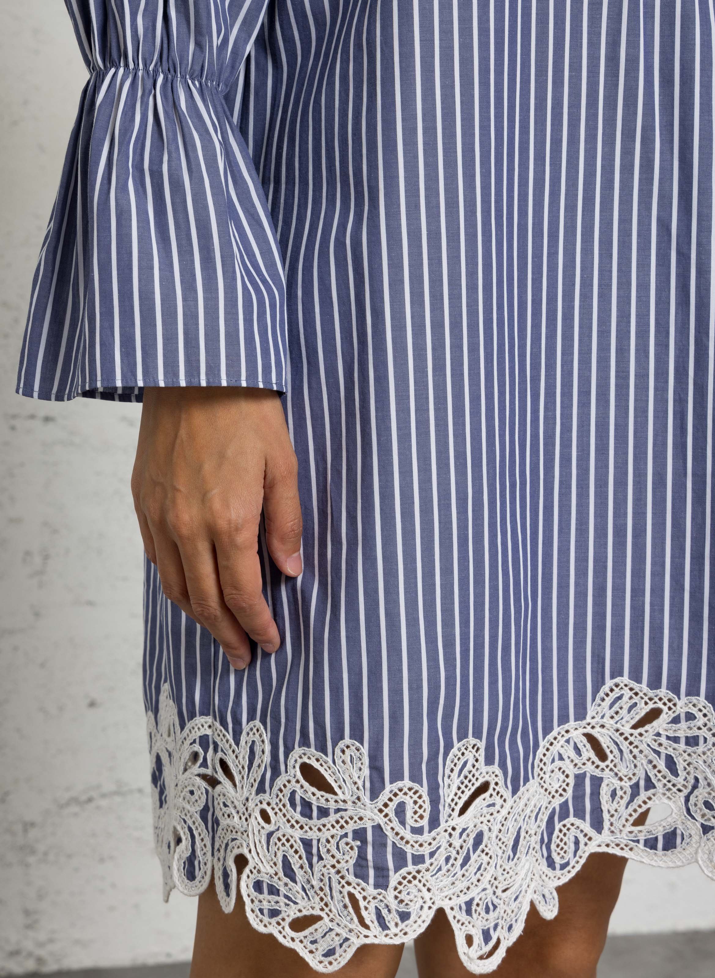 Robe midi à rayures en coton IKKS Bleu
