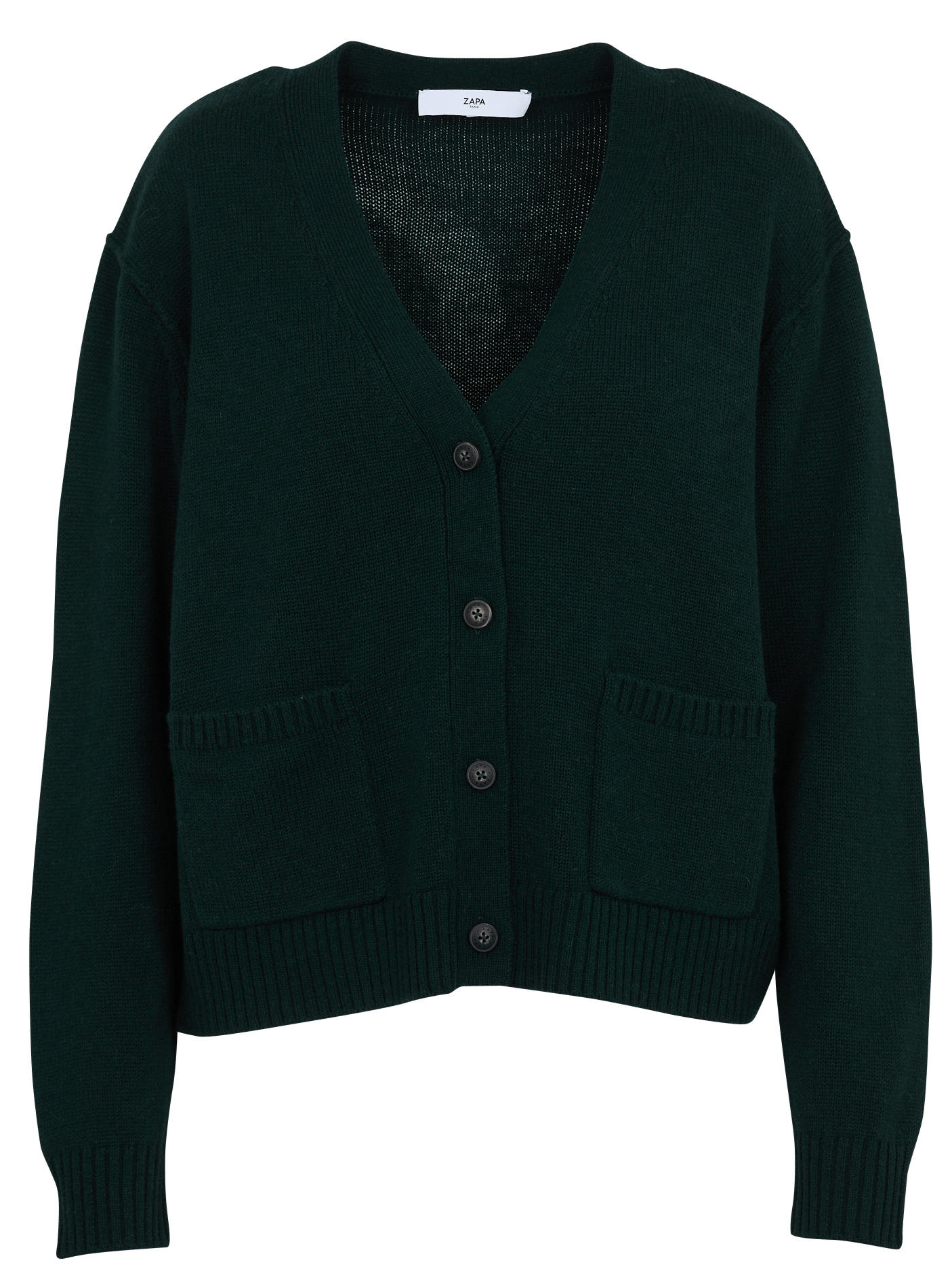 Gerade geschnittene Strickjacke aus Wolle mit Knöpfen ZAPA Grun