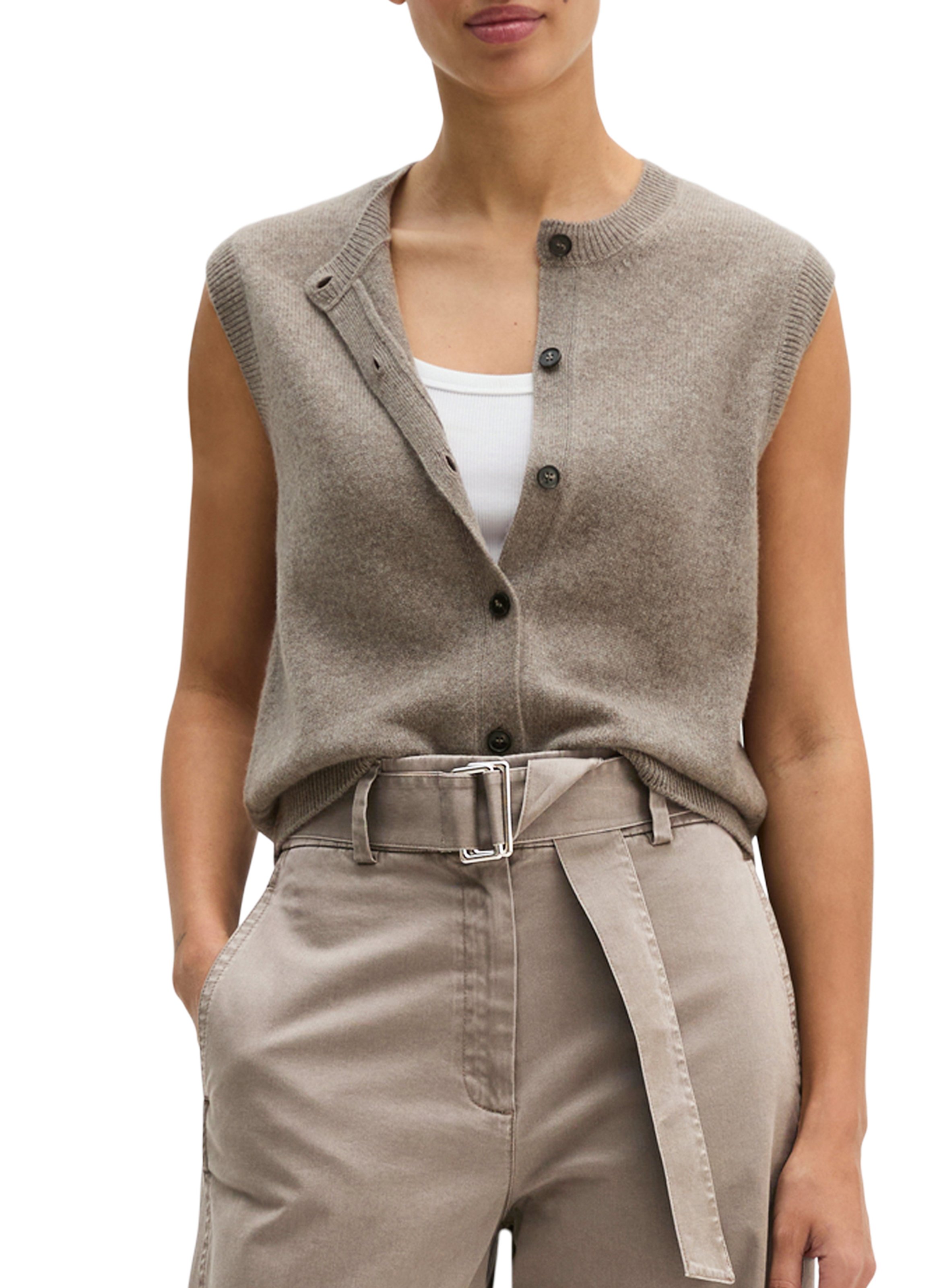 Sleeveless straight wool sweater MARC O'POLO Beige