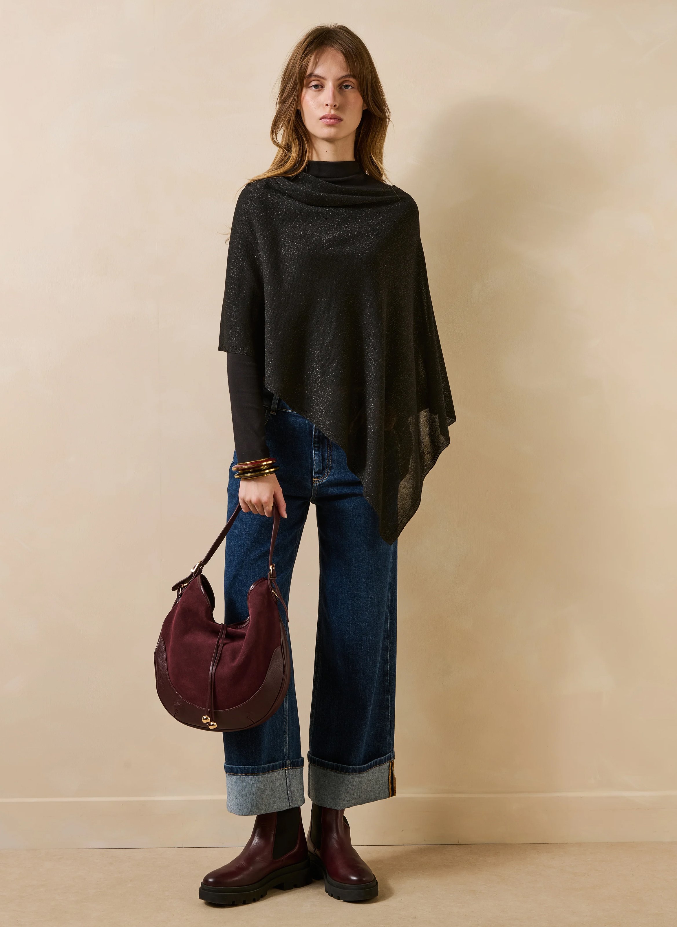 Iridescent poncho | Black LA FEE MARABOUTEE Women