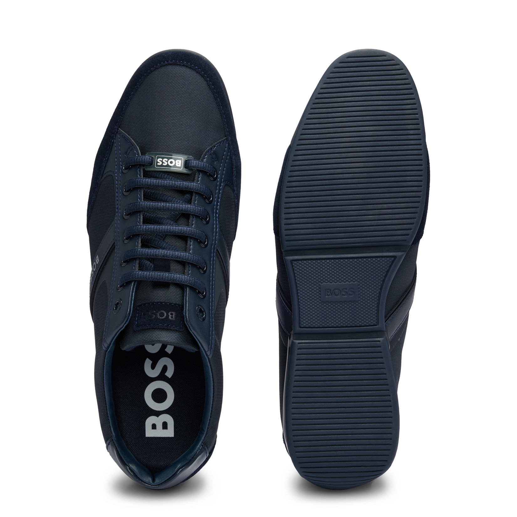 Low-top mixed leather trainers BOSS Black
