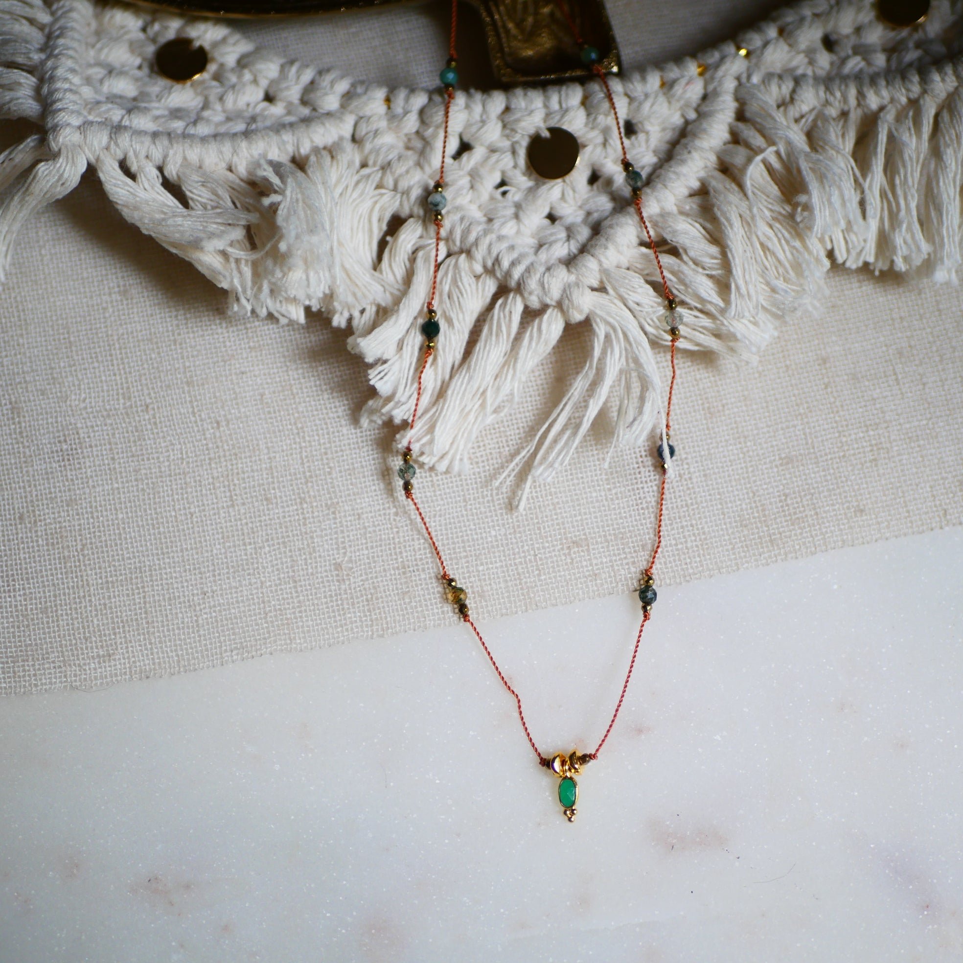 Black onyx nylon cord necklace GINANDGER Multicolored