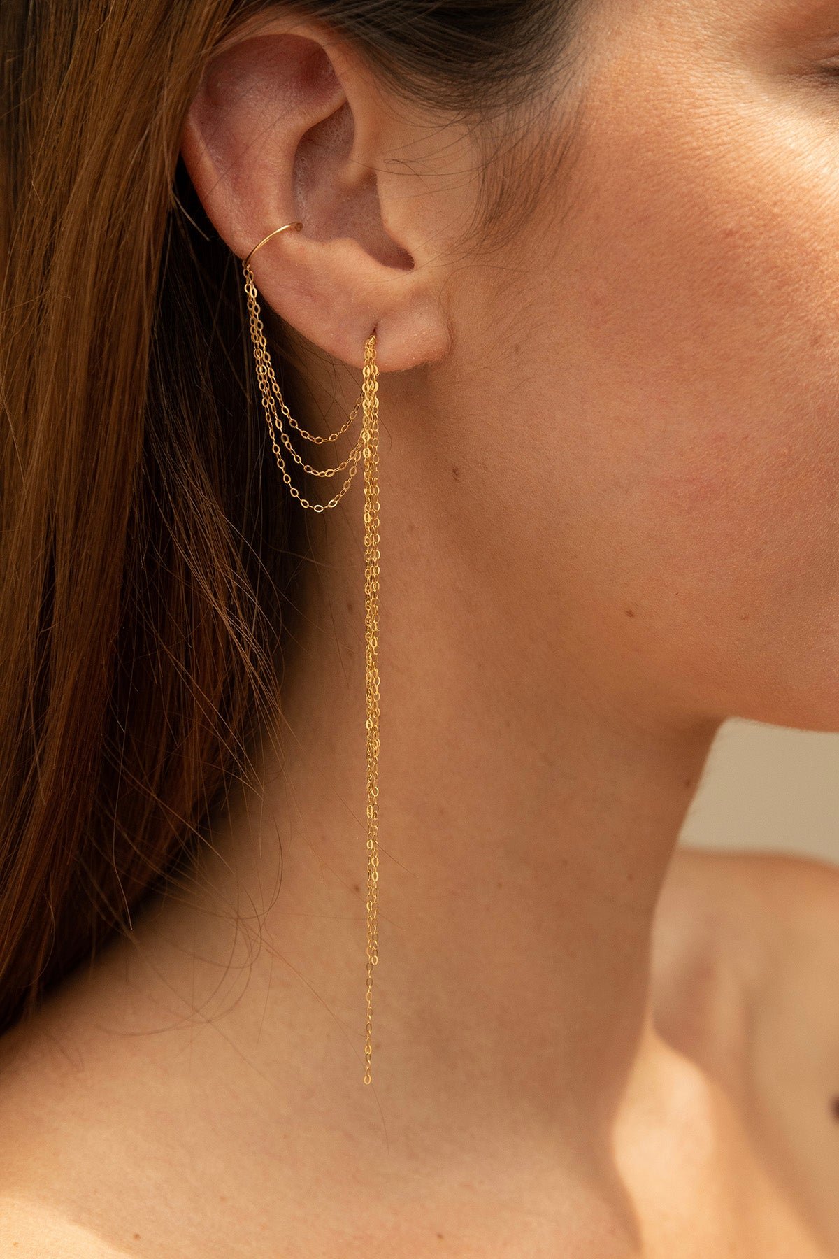 Triple chain ear jewel YAY Golden