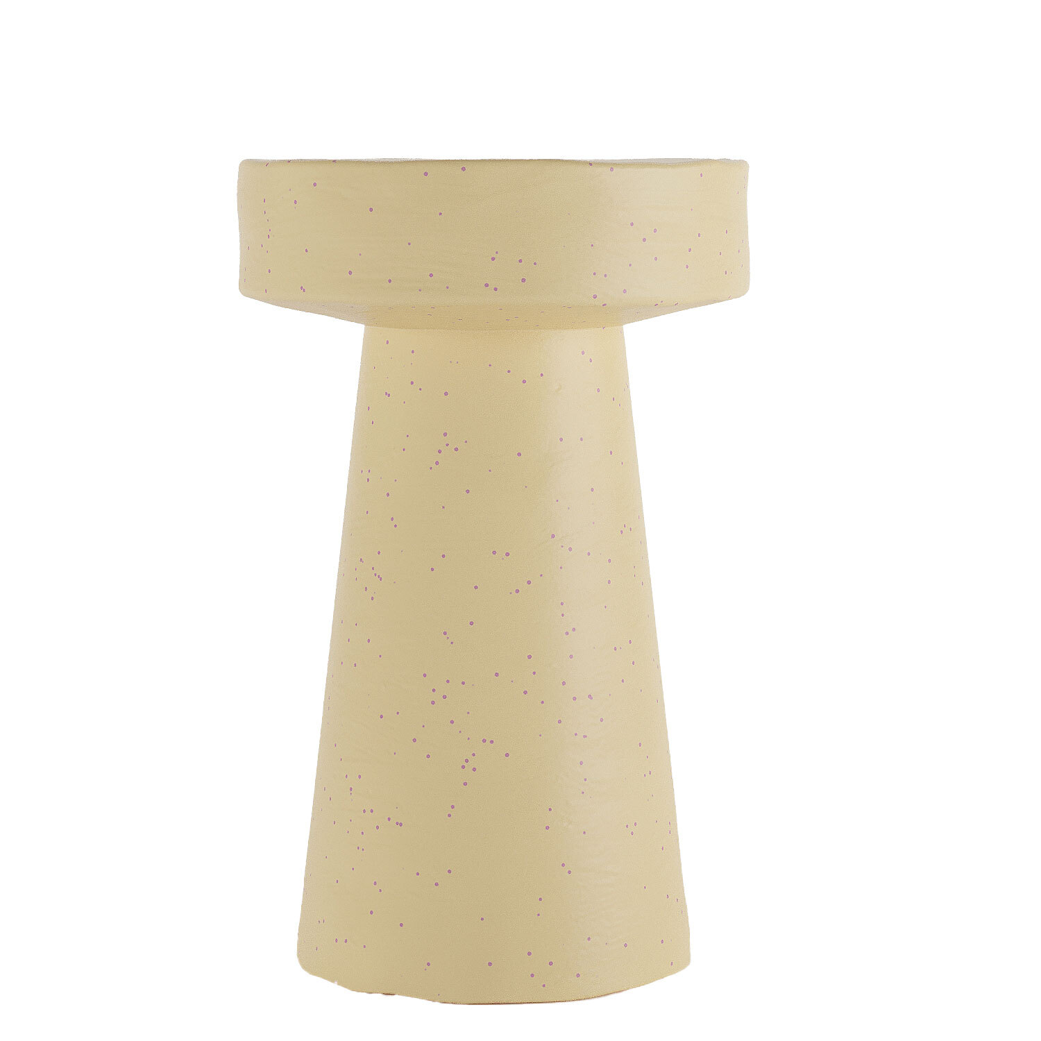 Small round designer side table in speckled magnesia POTIRON PARIS Beige
