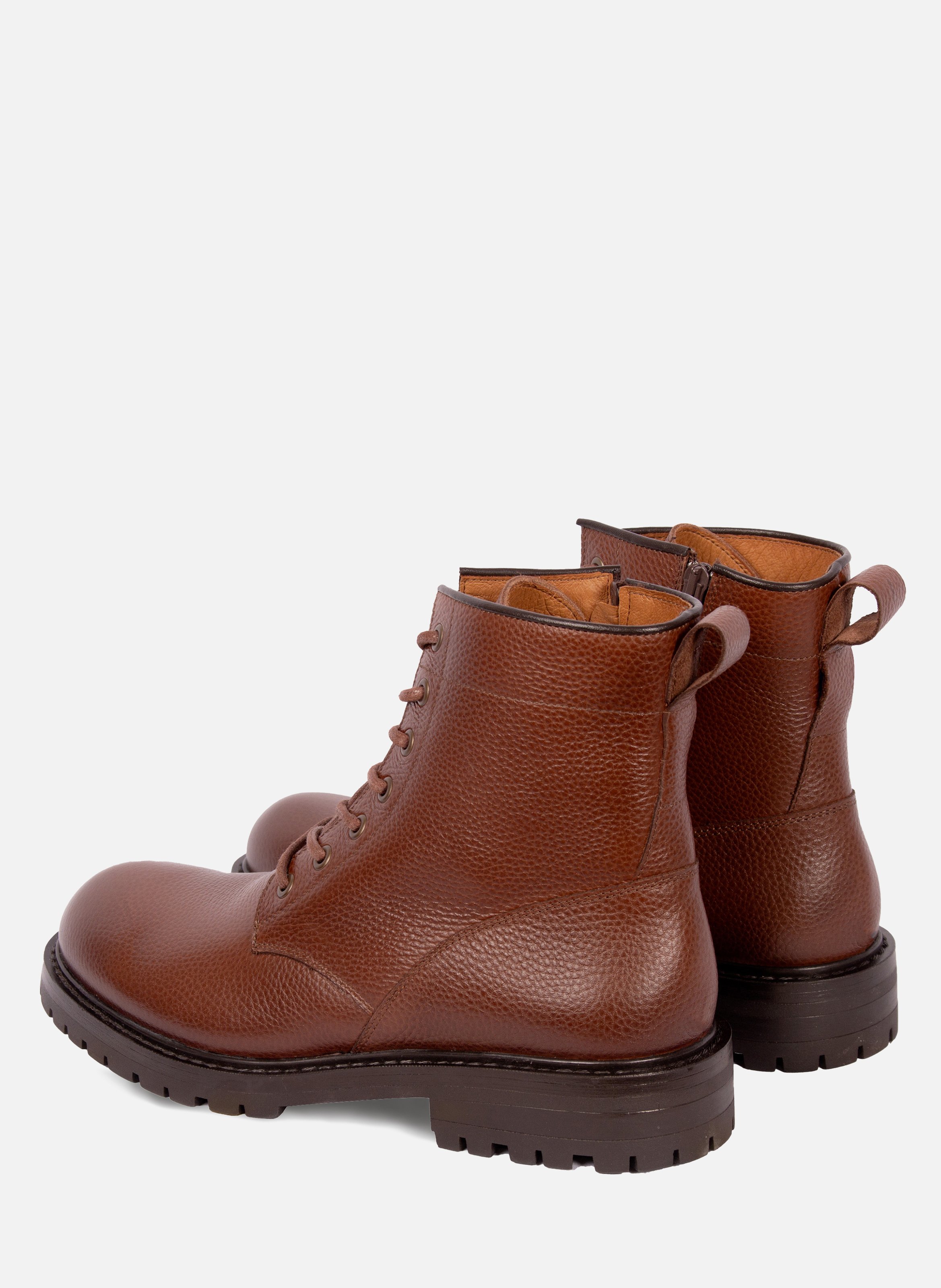 Grained leather lug sole boots JULES & JENN Brown