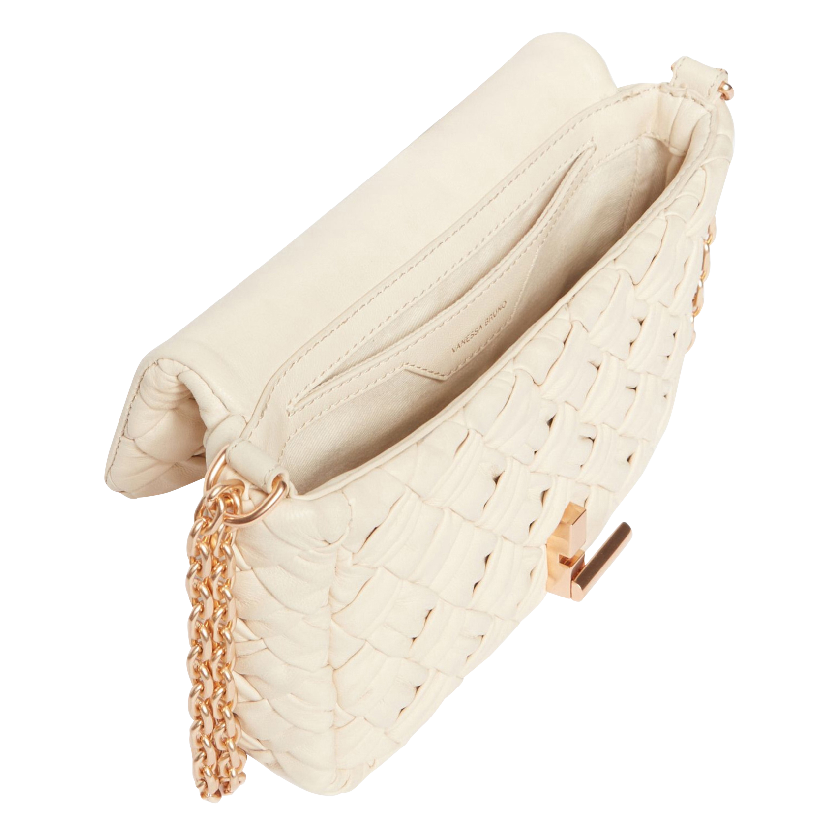 Gevlochten, leren schoudertas Wit