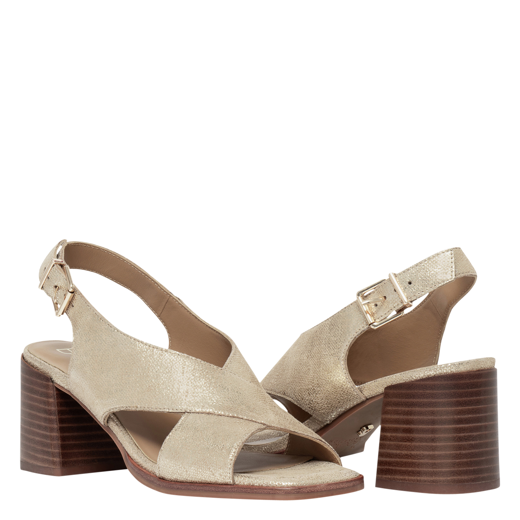 Sandales à talon en cuir BOCAGE Doré