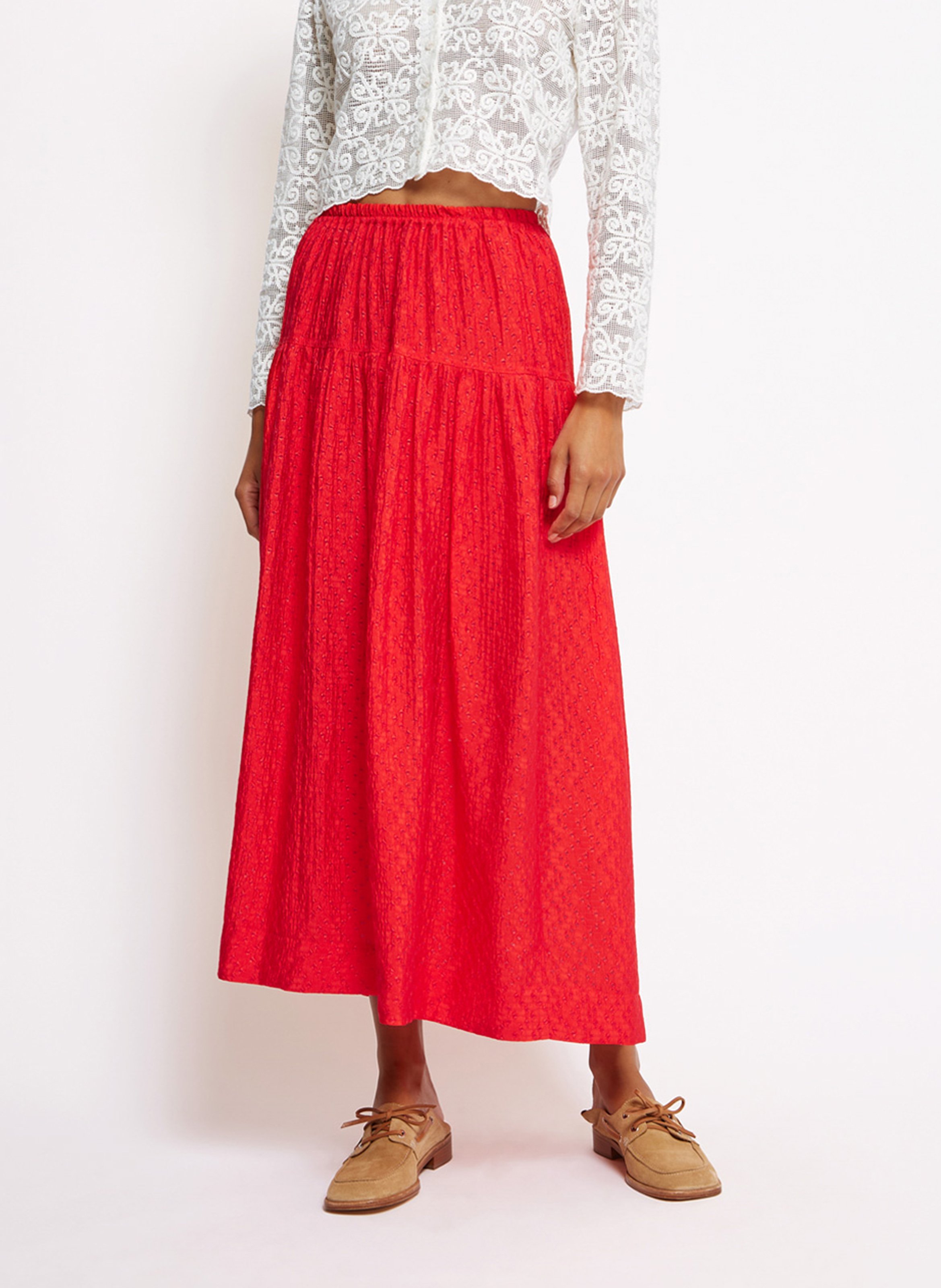 Jupe midi évasée ROSEANNA Rouge