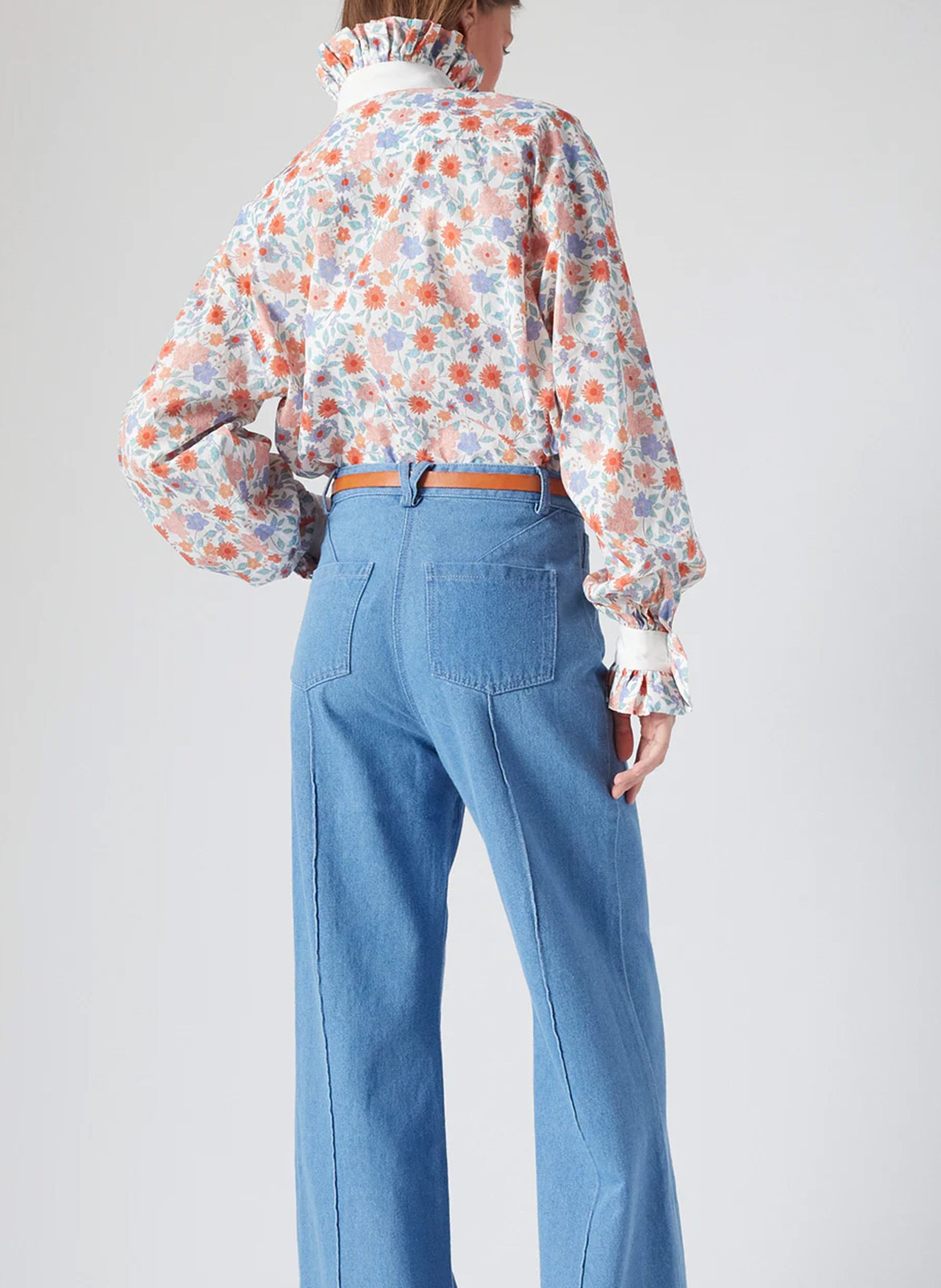 Chemise col victorien en coton THE LABEL EDITION Rouge