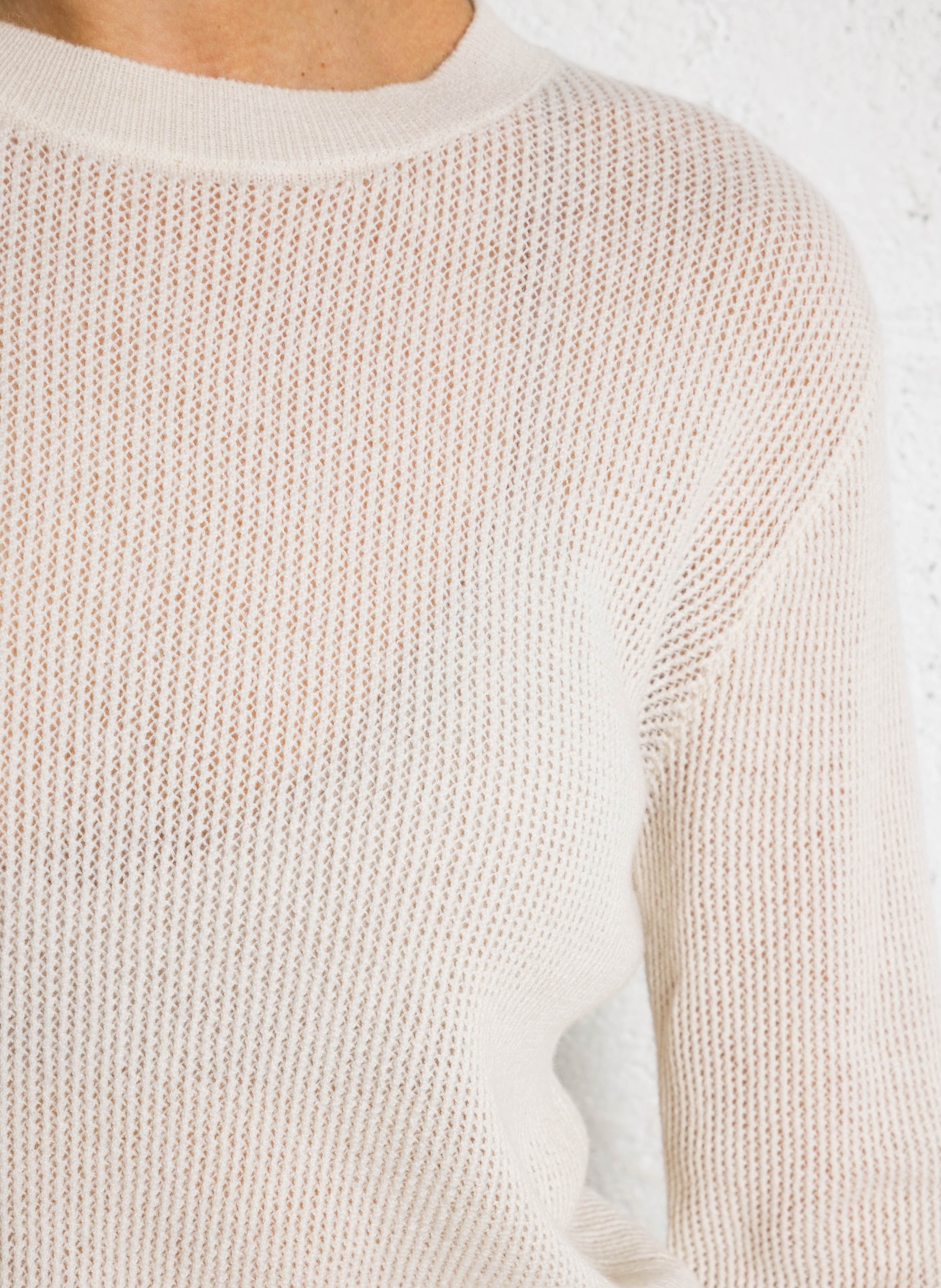 Pull droit col rond en cachemire KUJTEN Blanc