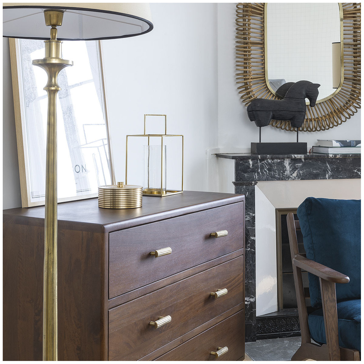 Floor lamp base Sabine in golden metal - ø 21 x 142 cm BLANC D'IVOIRE Golden