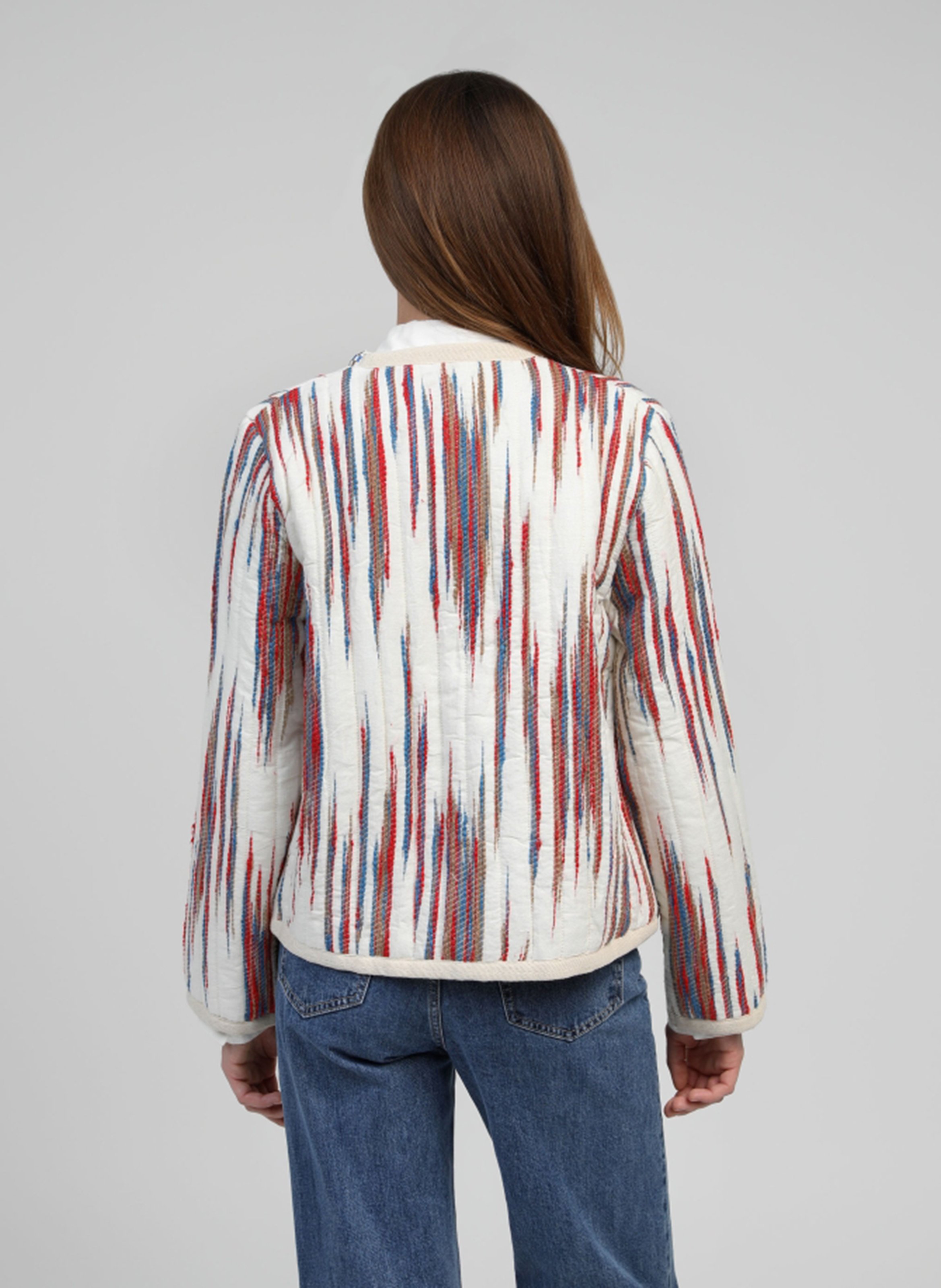 Katoenen jasje met ronde hals en print AN'GE Beige