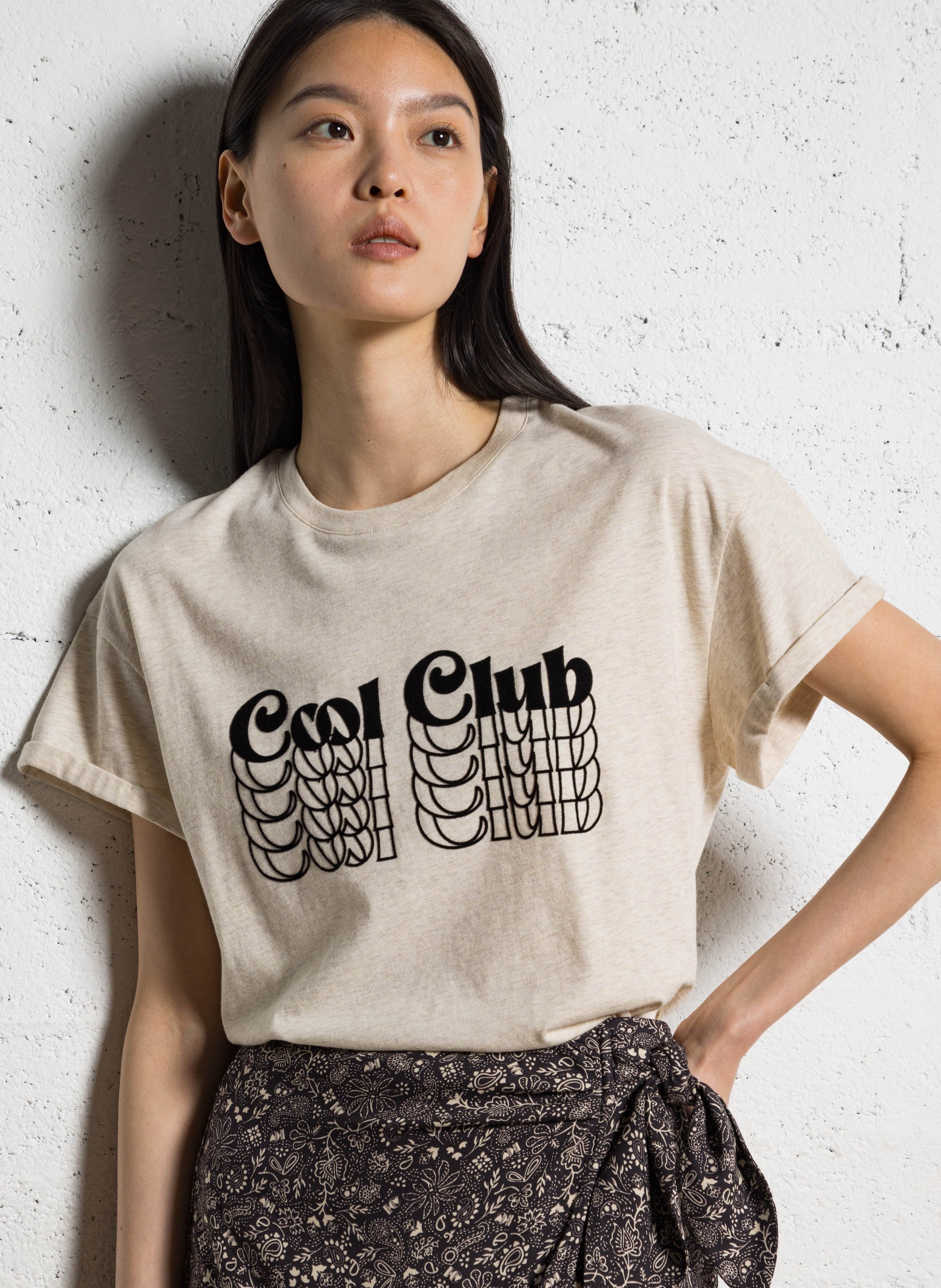 Straight t-shirt with flocked velvet message I CODE White