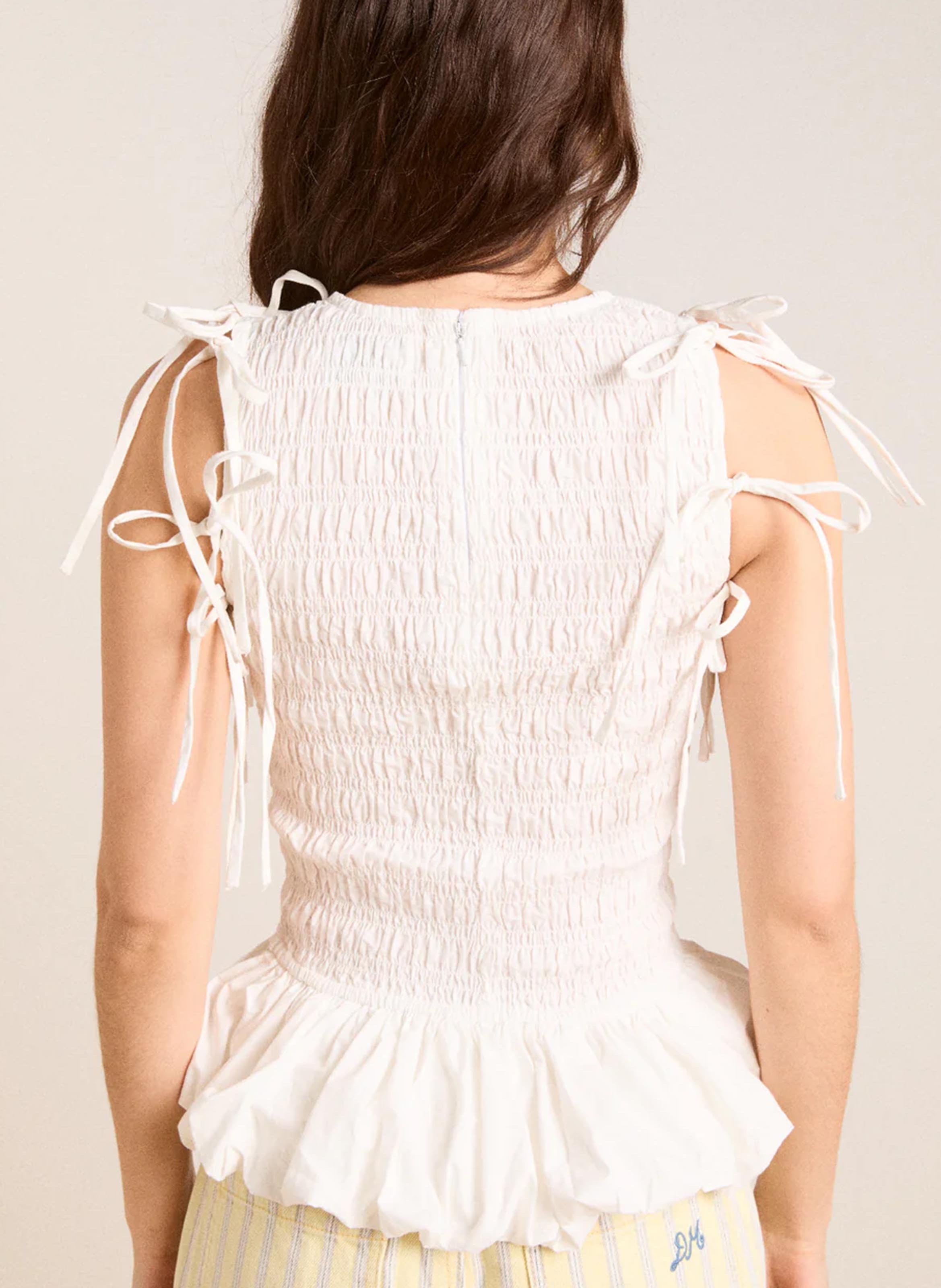 Sleeveless Textured Solid Top DAMSON MADDER White