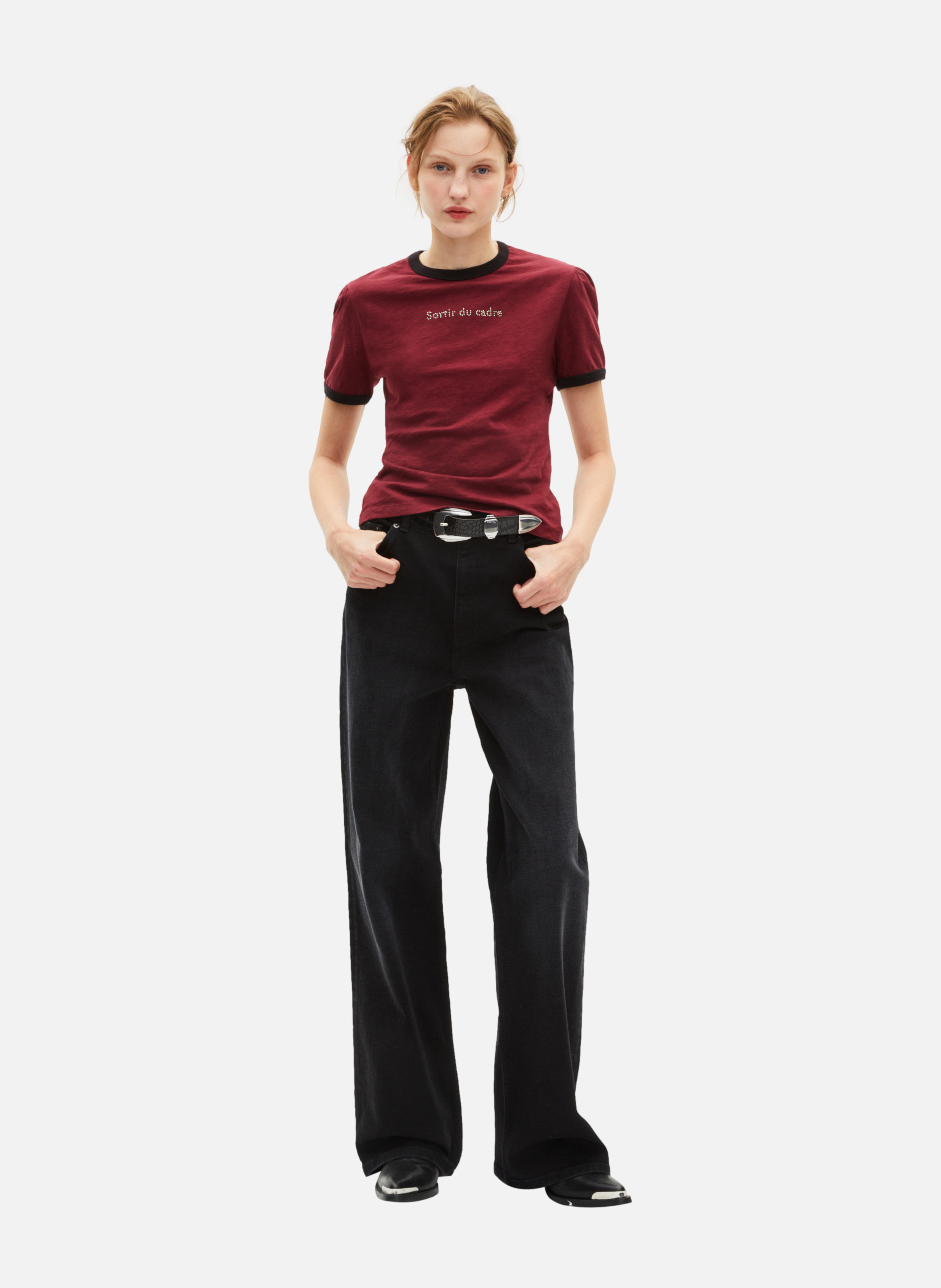 T-shirt with rhinestone screen print THE KOOPLES Red