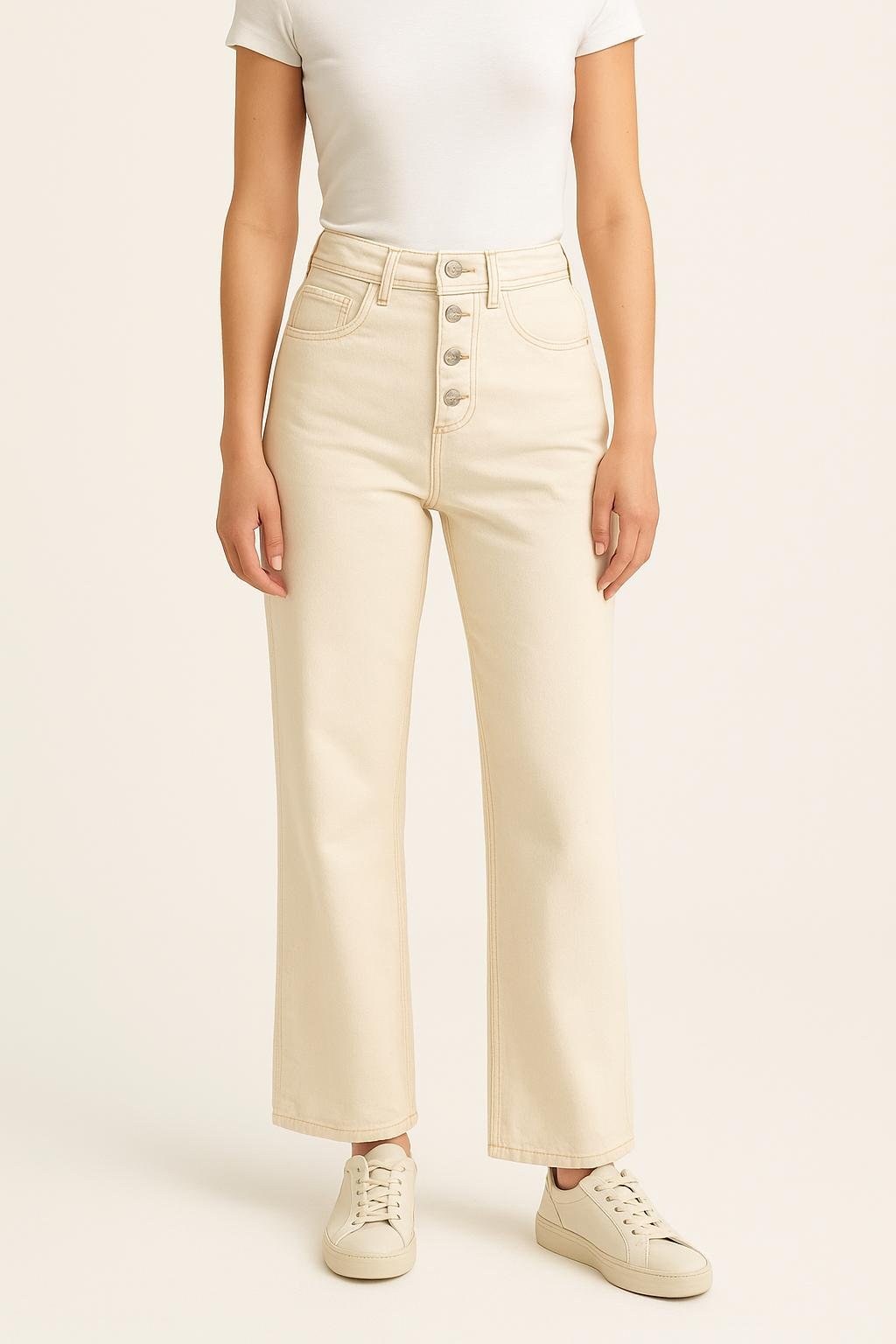Cropped slim jeans with studs SEZANE - Seconde main Beige