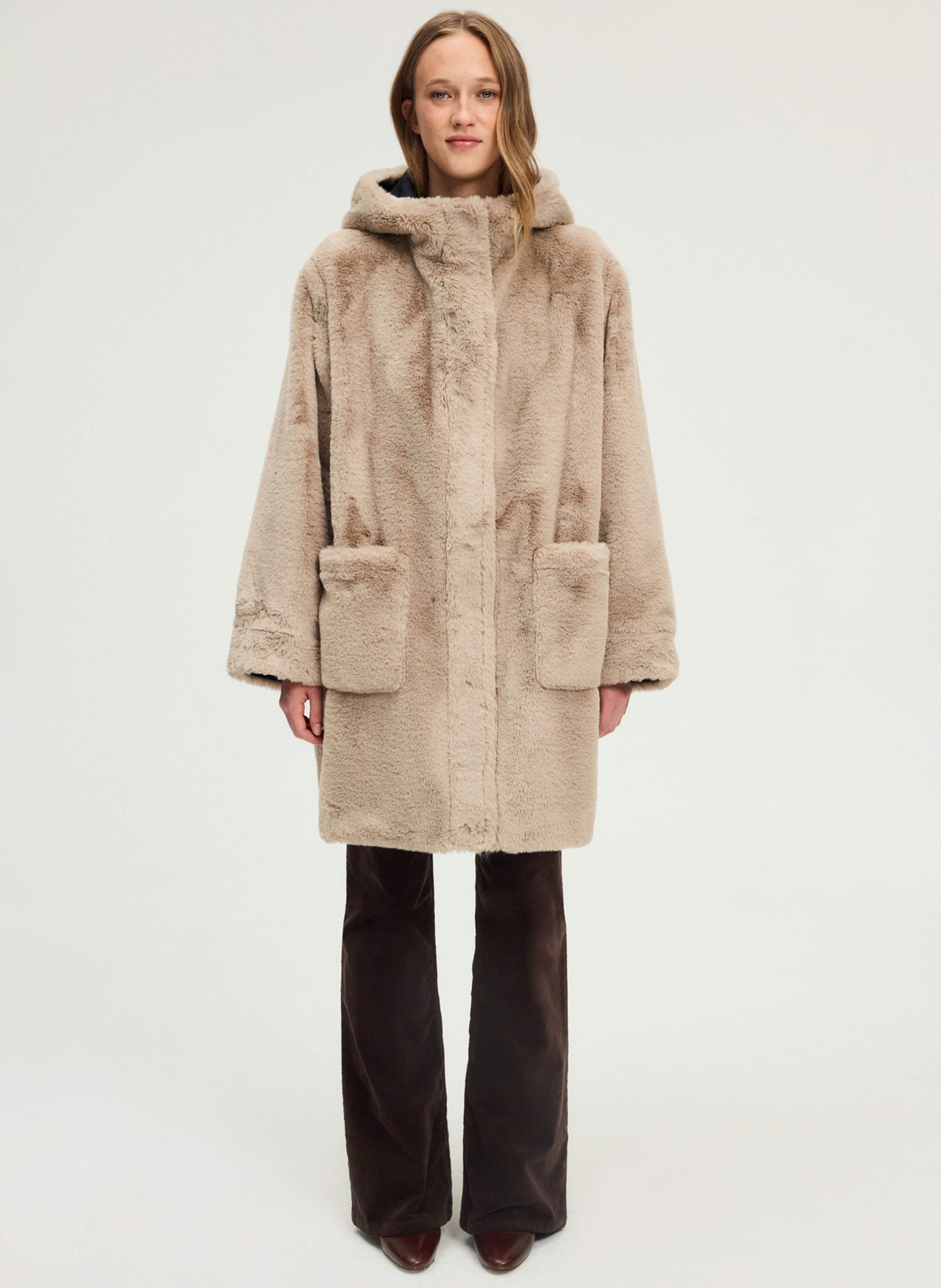 Jas met capuchon van imitatiebont PABLO Blauw