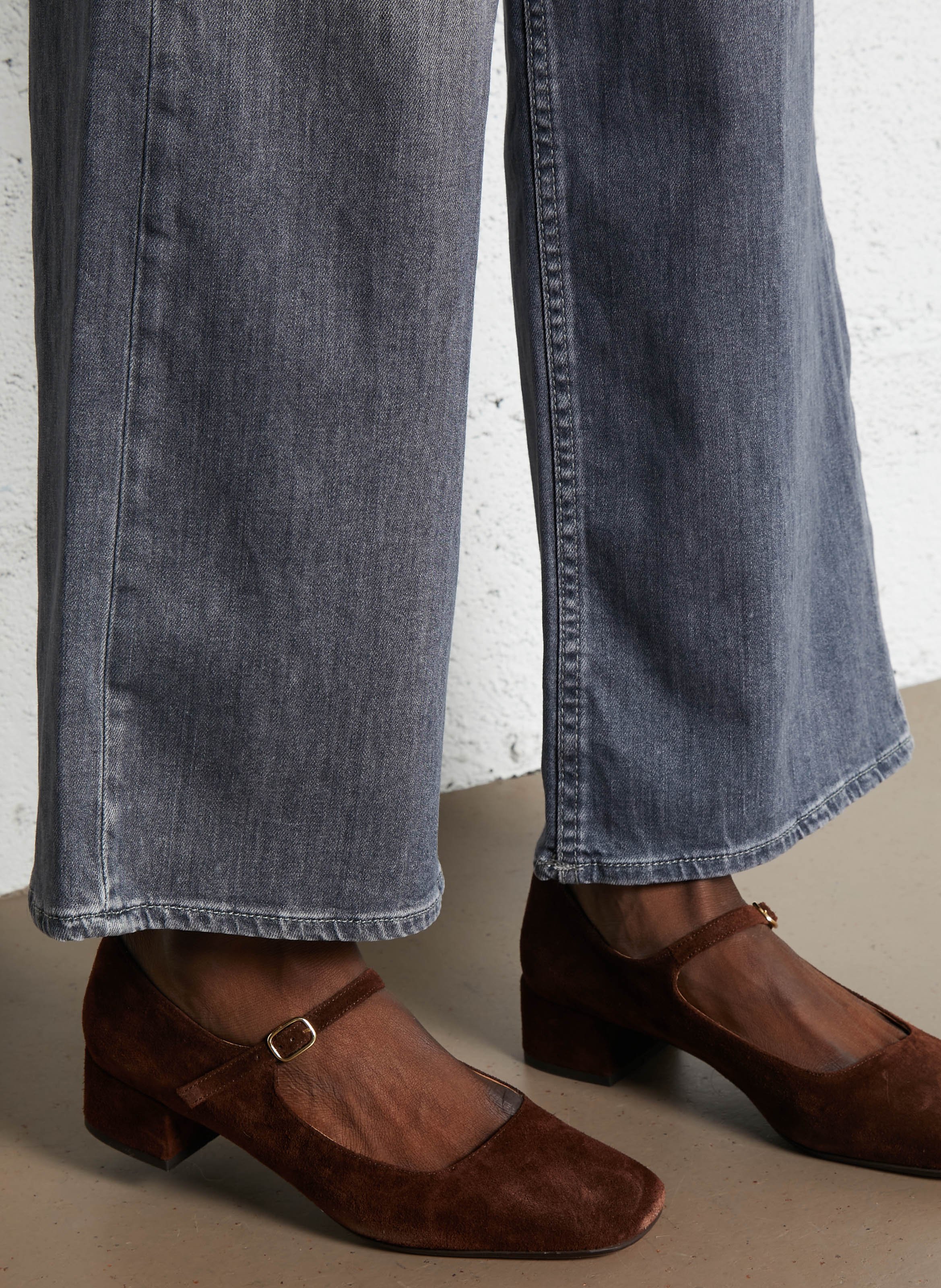 Babies à talons en cuir velours MELLOW YELLOW Marron