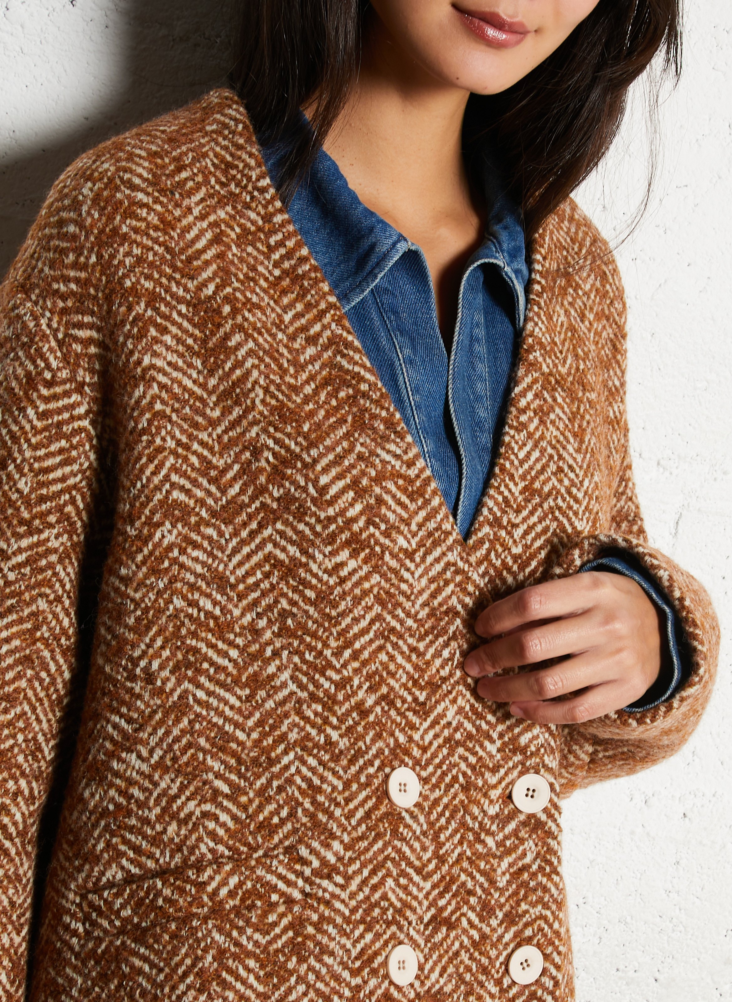 Blazer met motieven van gemengde wol THE NEW SOCIETY Bruin