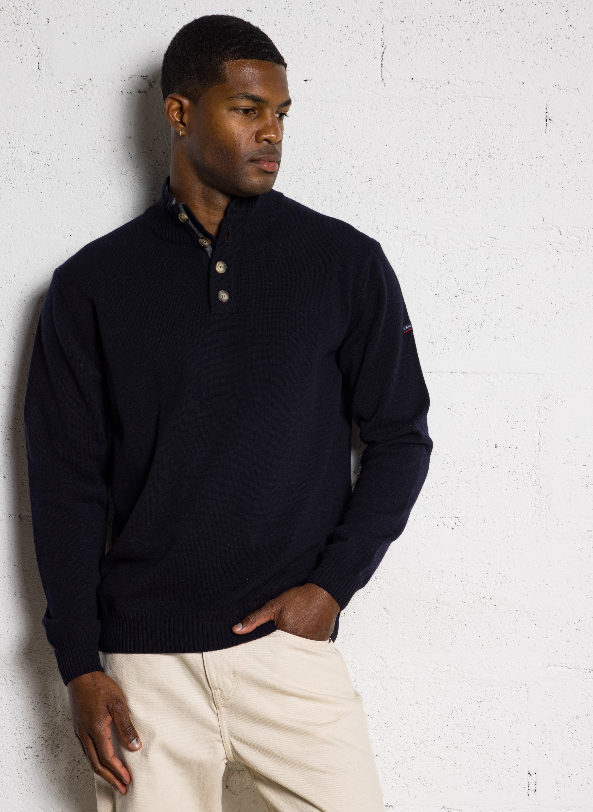 Gerader Pullover mit Stehkragen aus Wolle ARMOR LUX