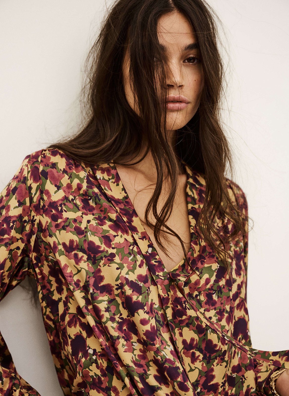 Rechte blouse met henleykraag en print BA&SH Oranje