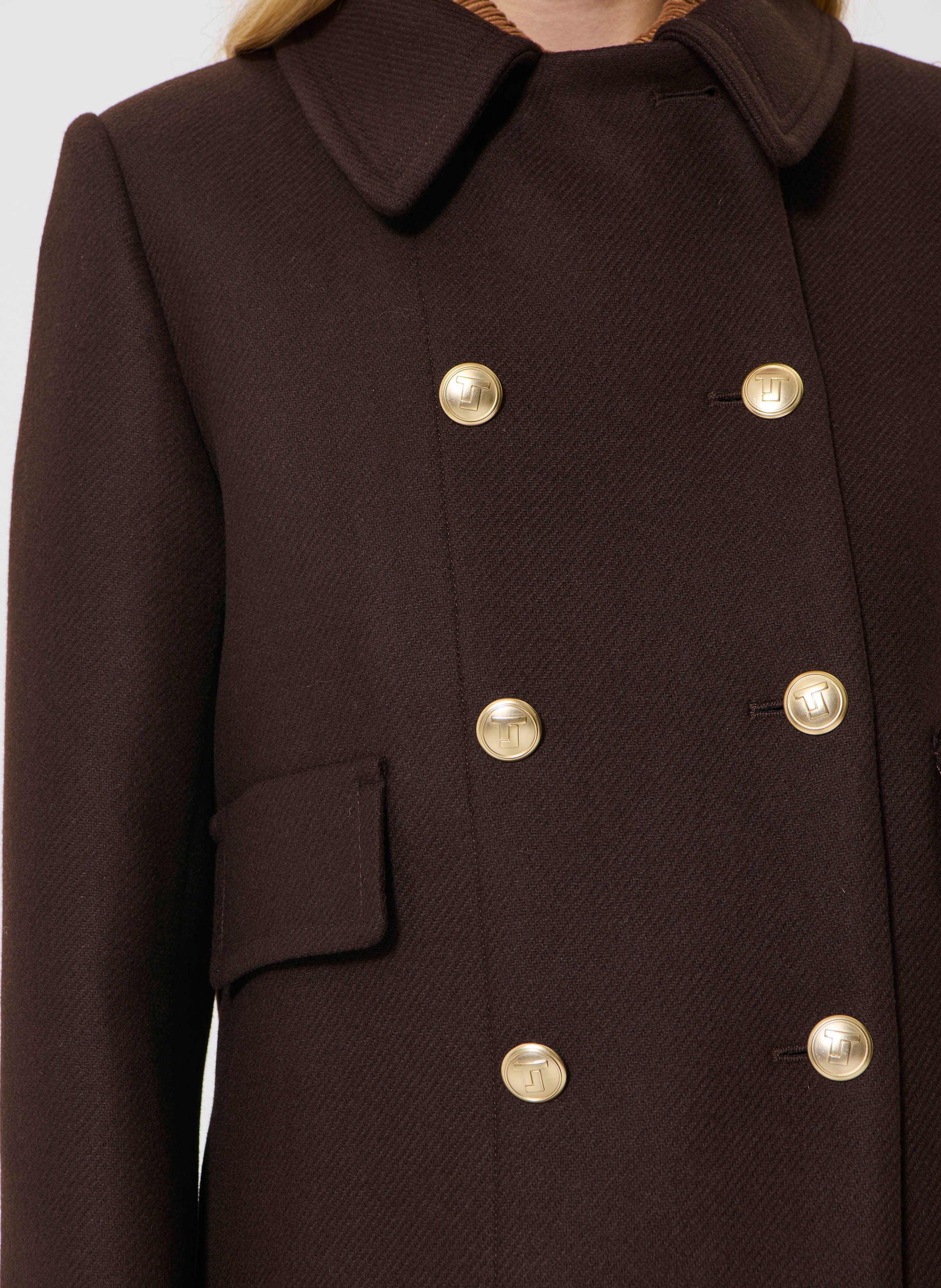 Straight wool-blend coat with classic collar TARA JARMON Brown