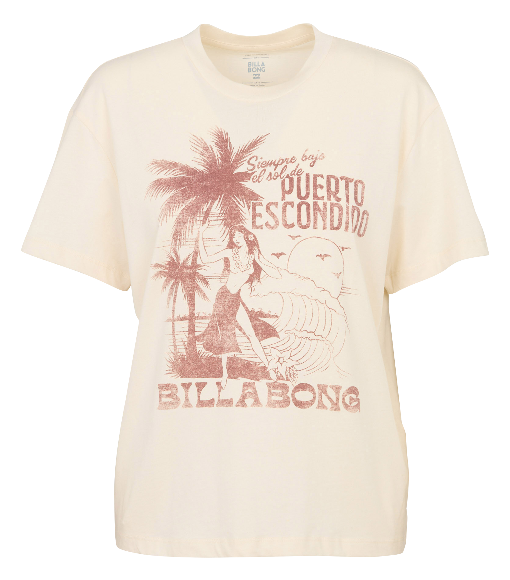 Tee-shirt col rond en coton BILLABONG Beige
