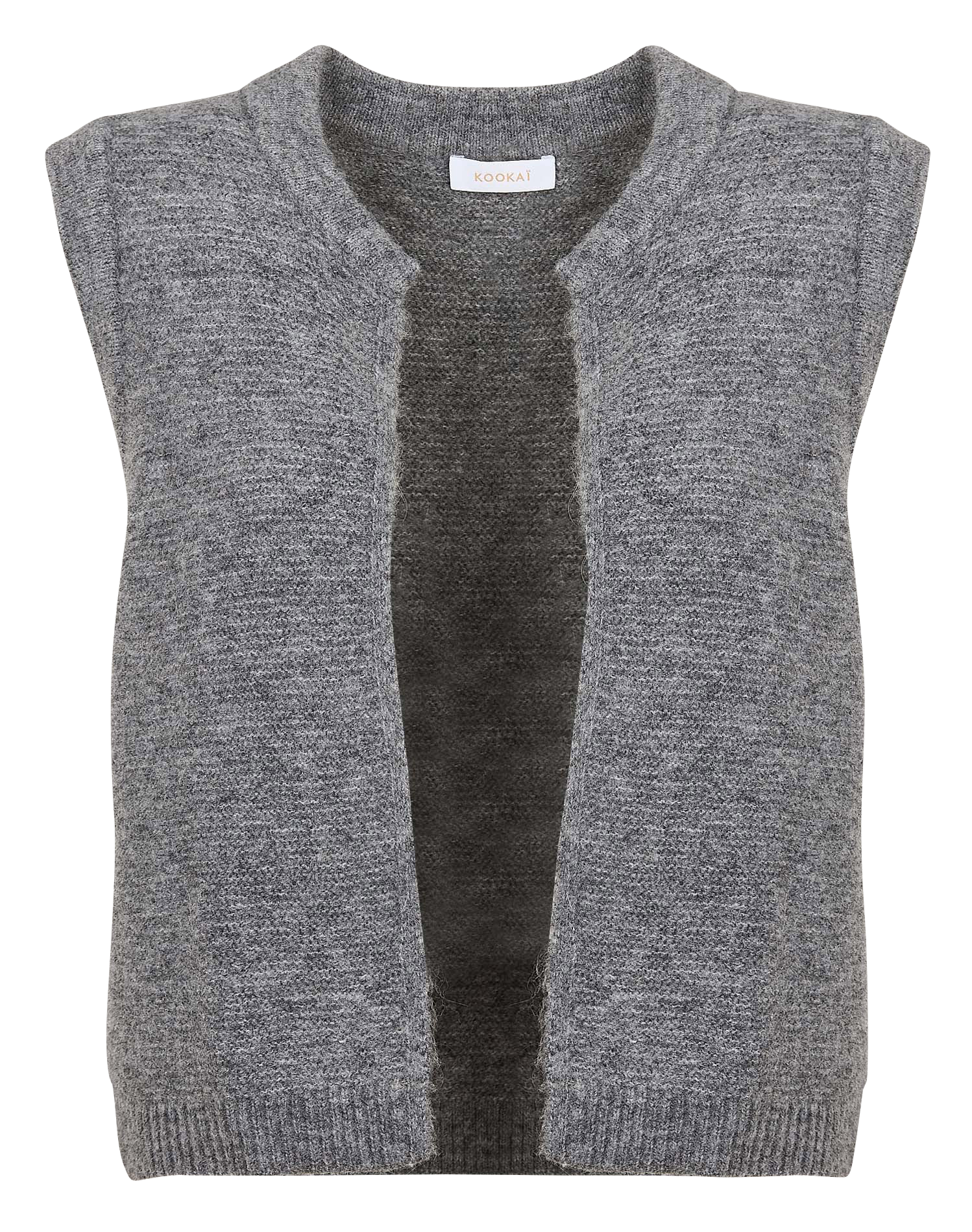 Gilet ouvert sans manches en maille mélangée KOOKAI Gris