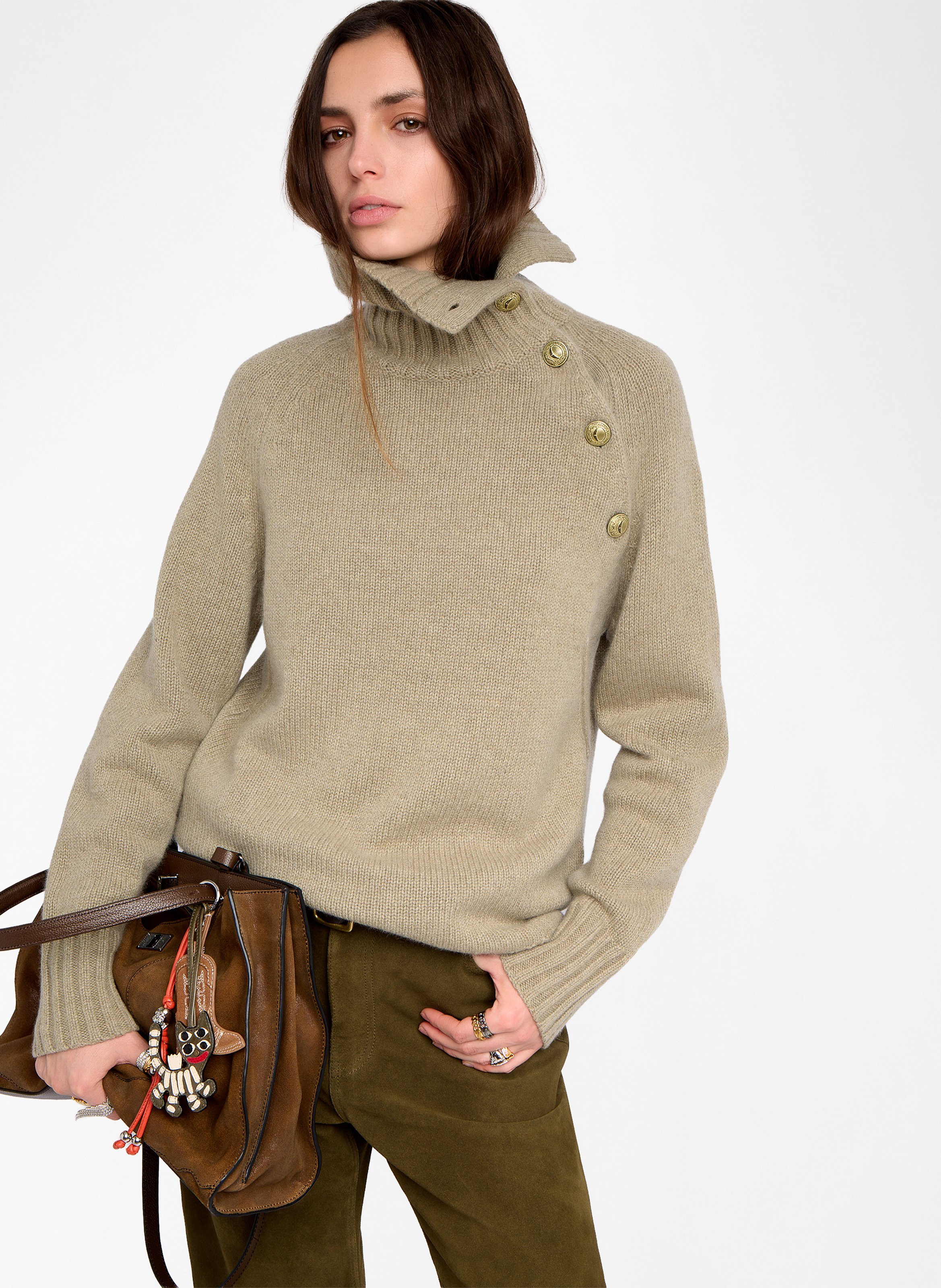 Pull col montant an cachemire ZADIG&VOLTAIRE Vert