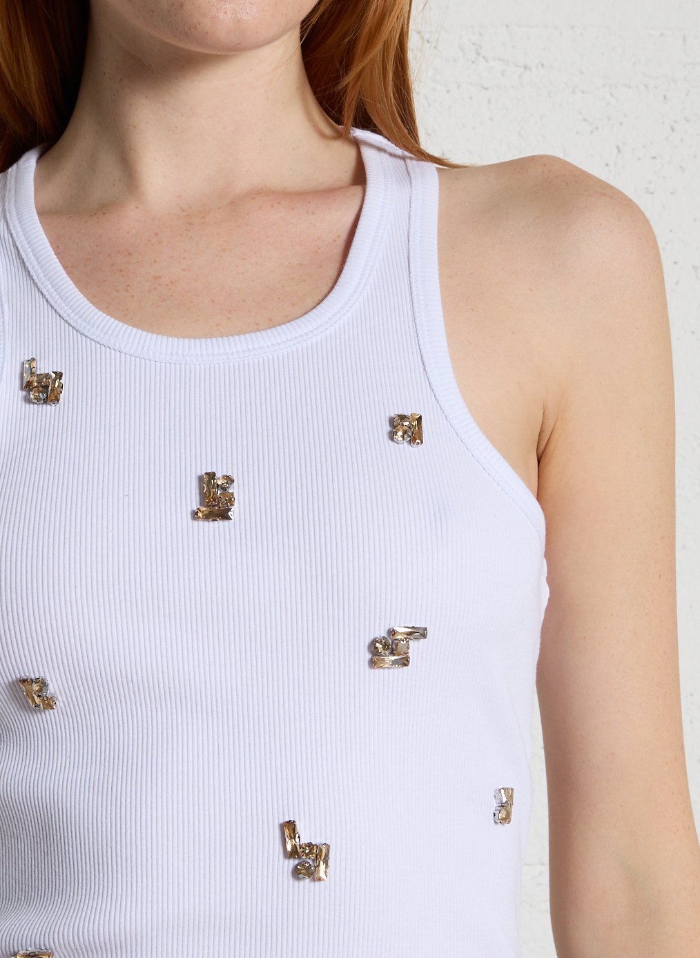 Débardeur col rond en coton mélangé LIU JO Blanc