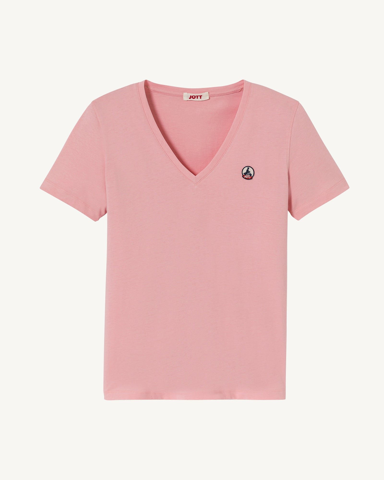 Solid V-neck t-shirt in organic cotton Cancun 2.0 JOTT Pink