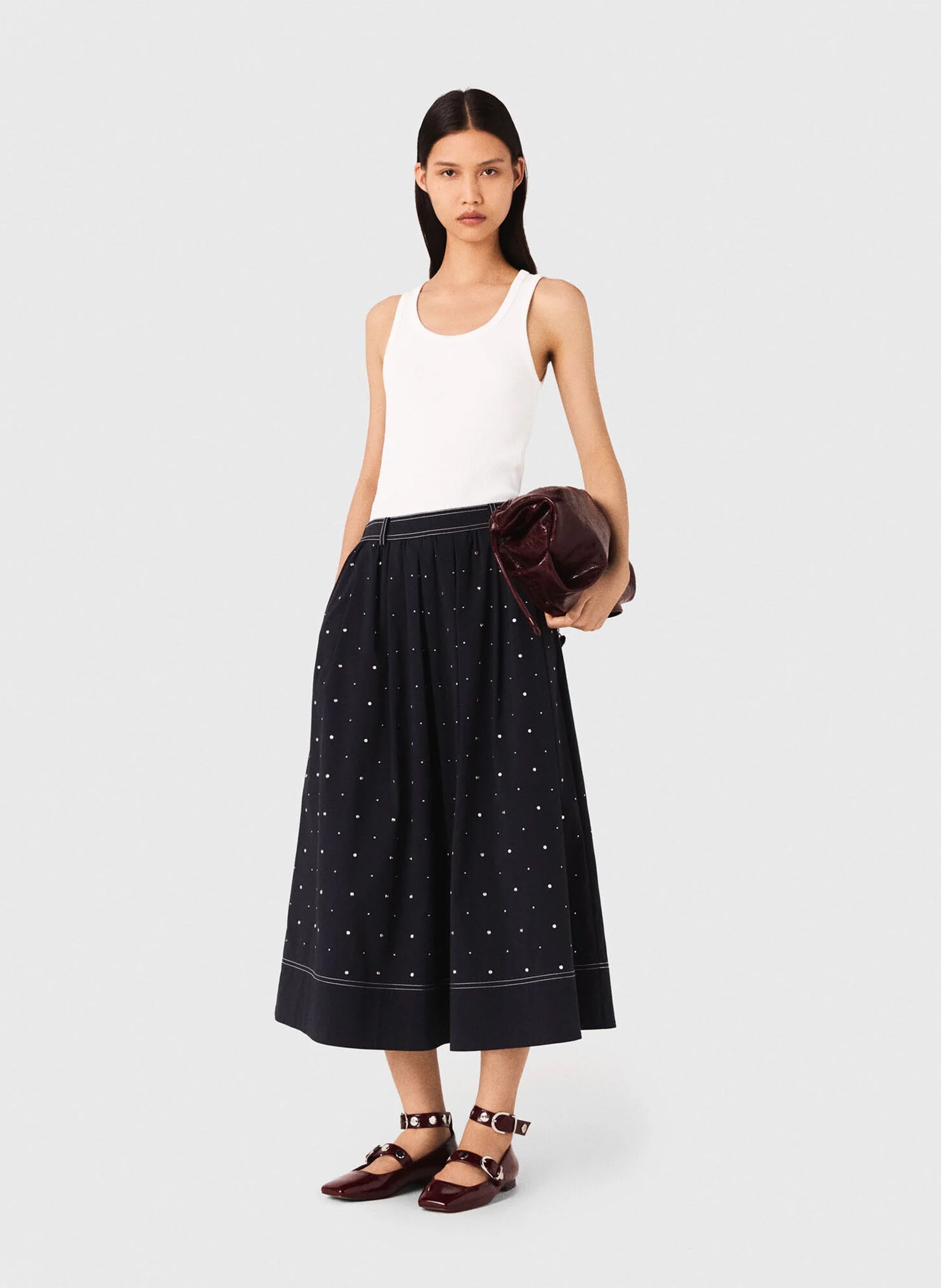 Cotton-blend tank top with round neck MAJE White