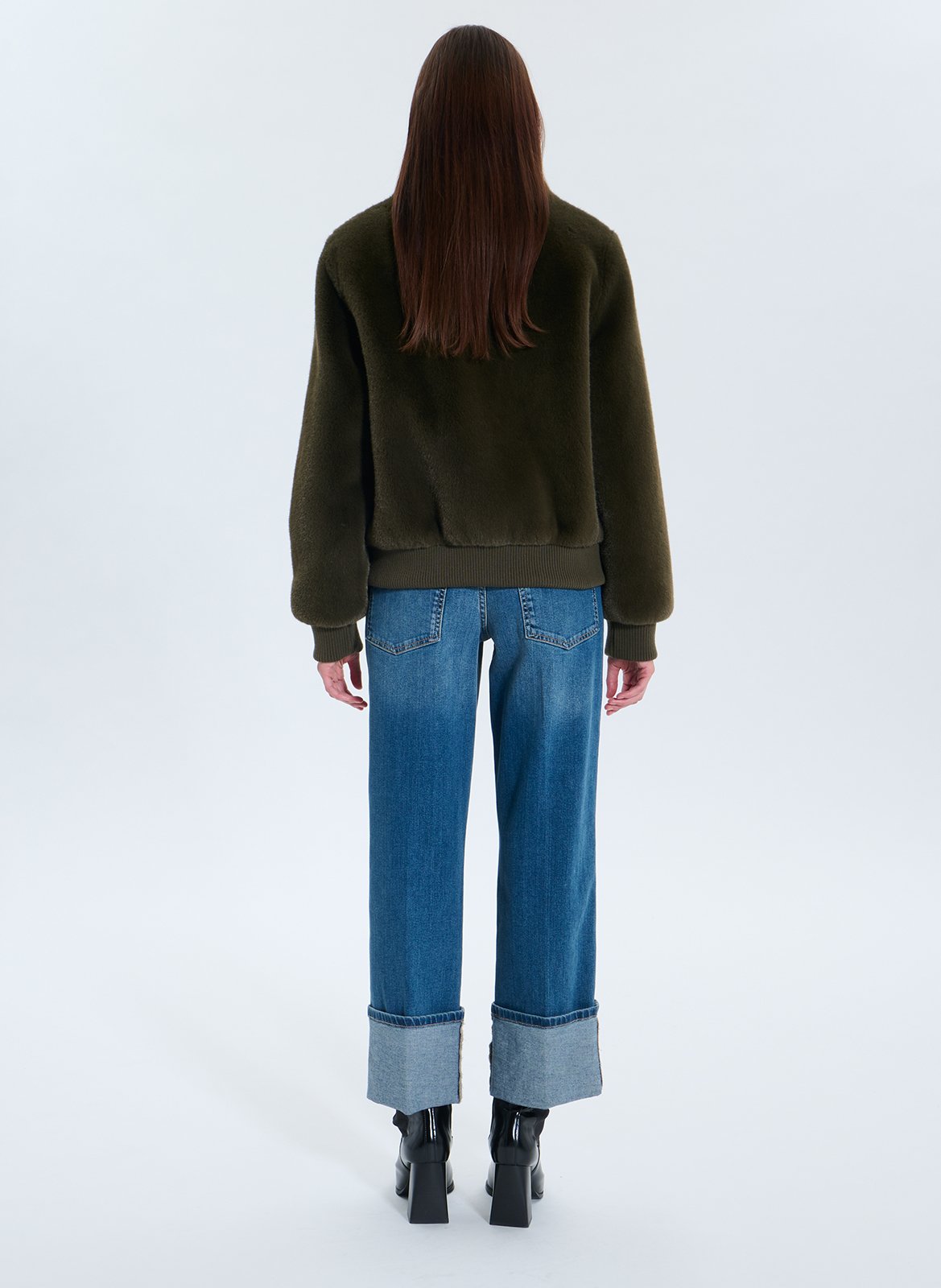 High-neck faux fur jacket ZAPA Khaki