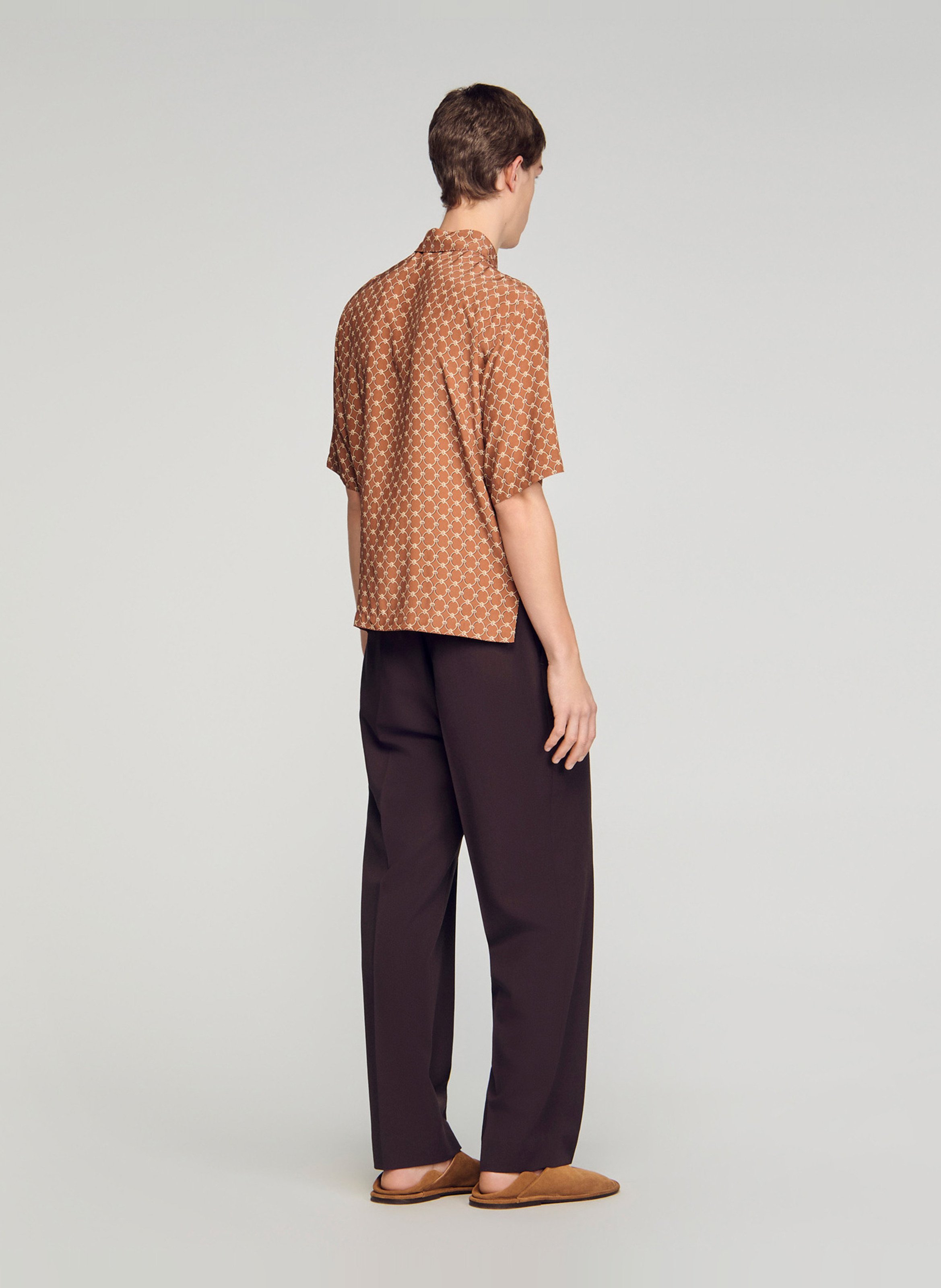 Chemise imprimée col classique SANDRO Marron