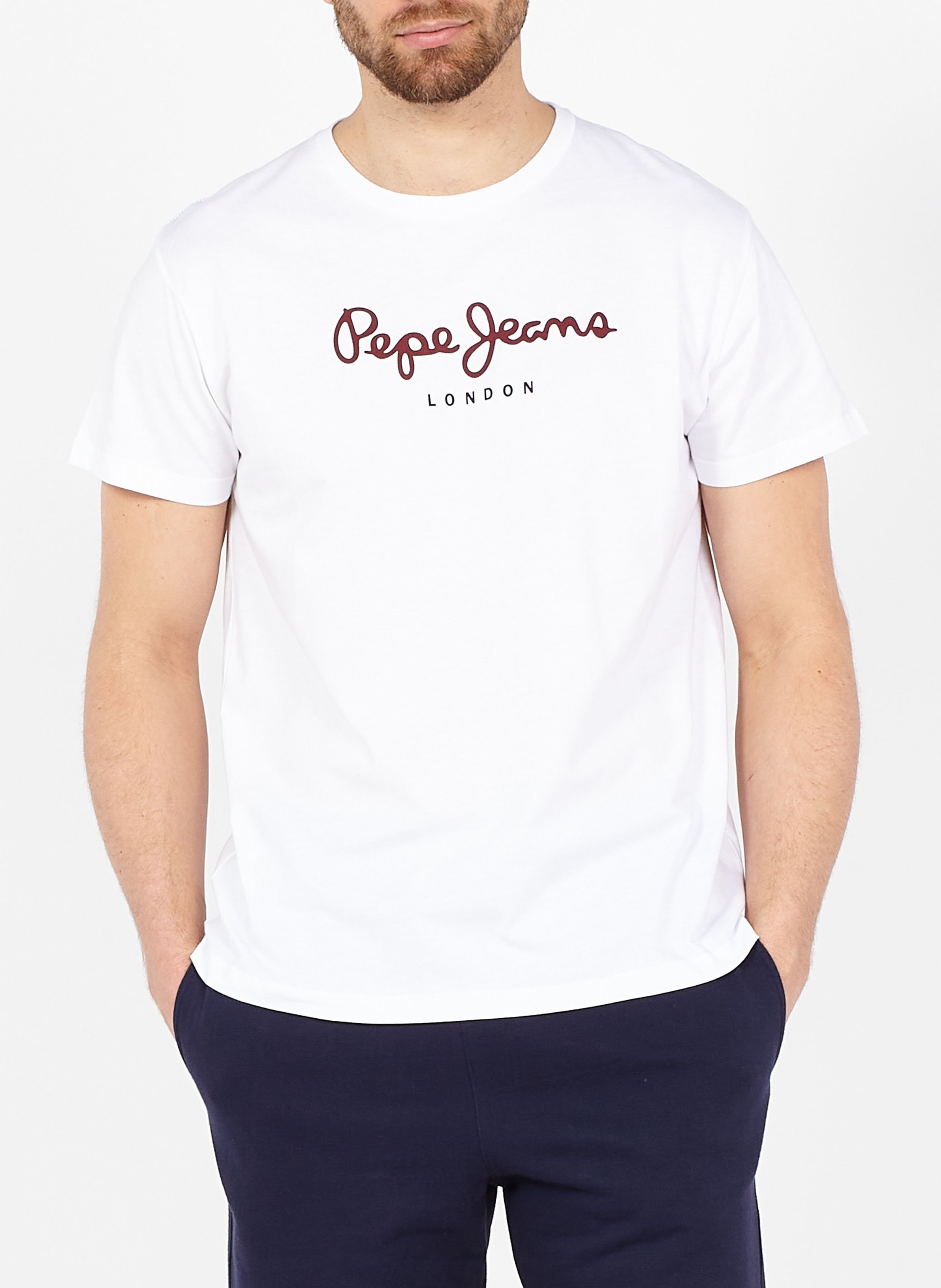 Round-neck cotton T-shirt with screen print PEPE JEANS