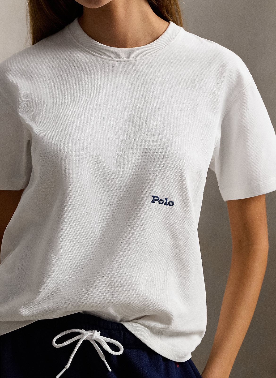 Straight round-neck cotton T-shirt with screen print POLO RALPH LAUREN White