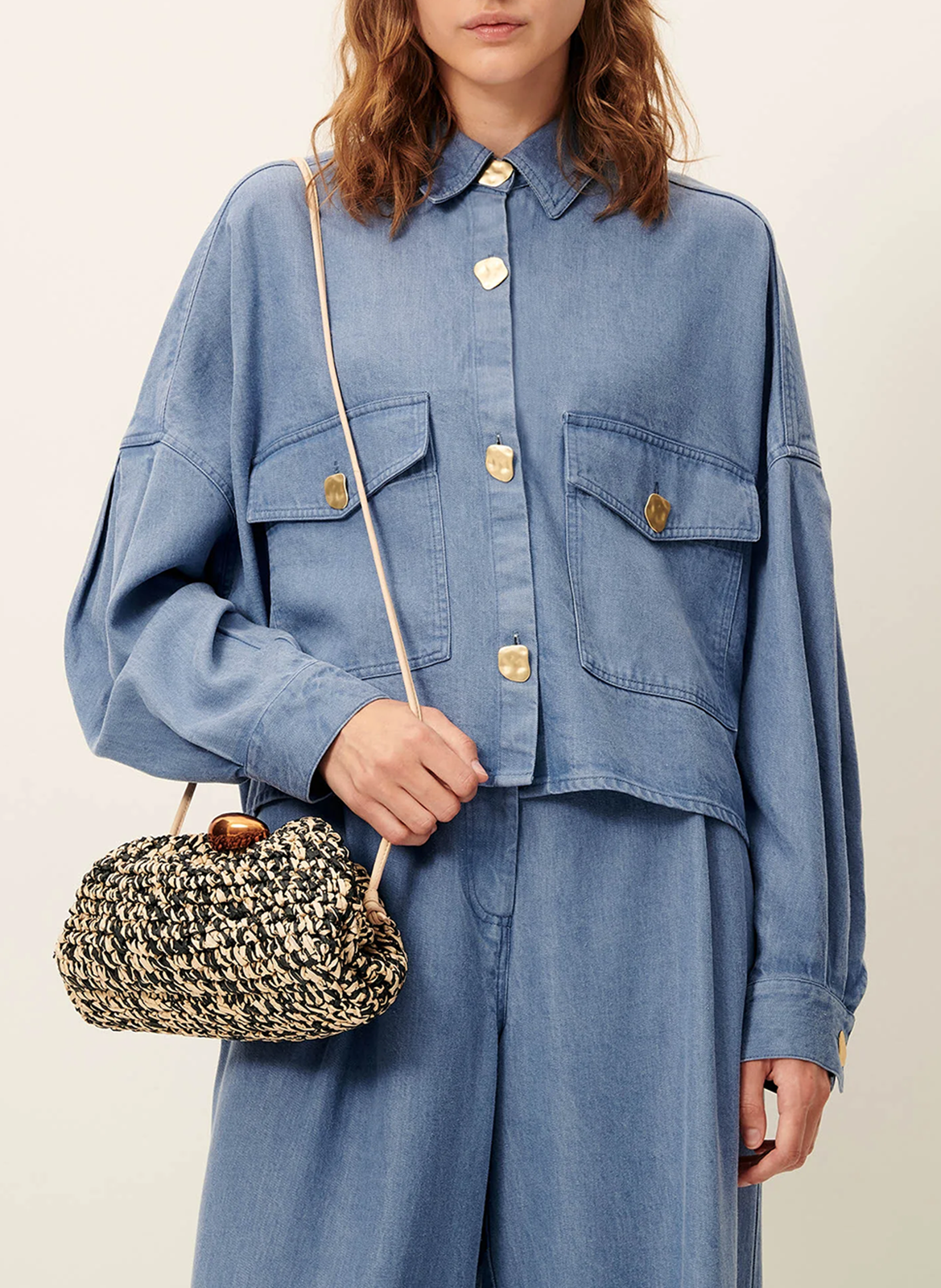 Leather clutch Beige