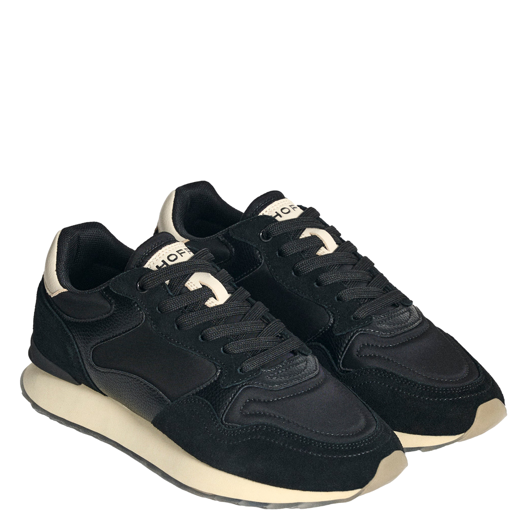 Lage baskets van leermix HOFF Zwart