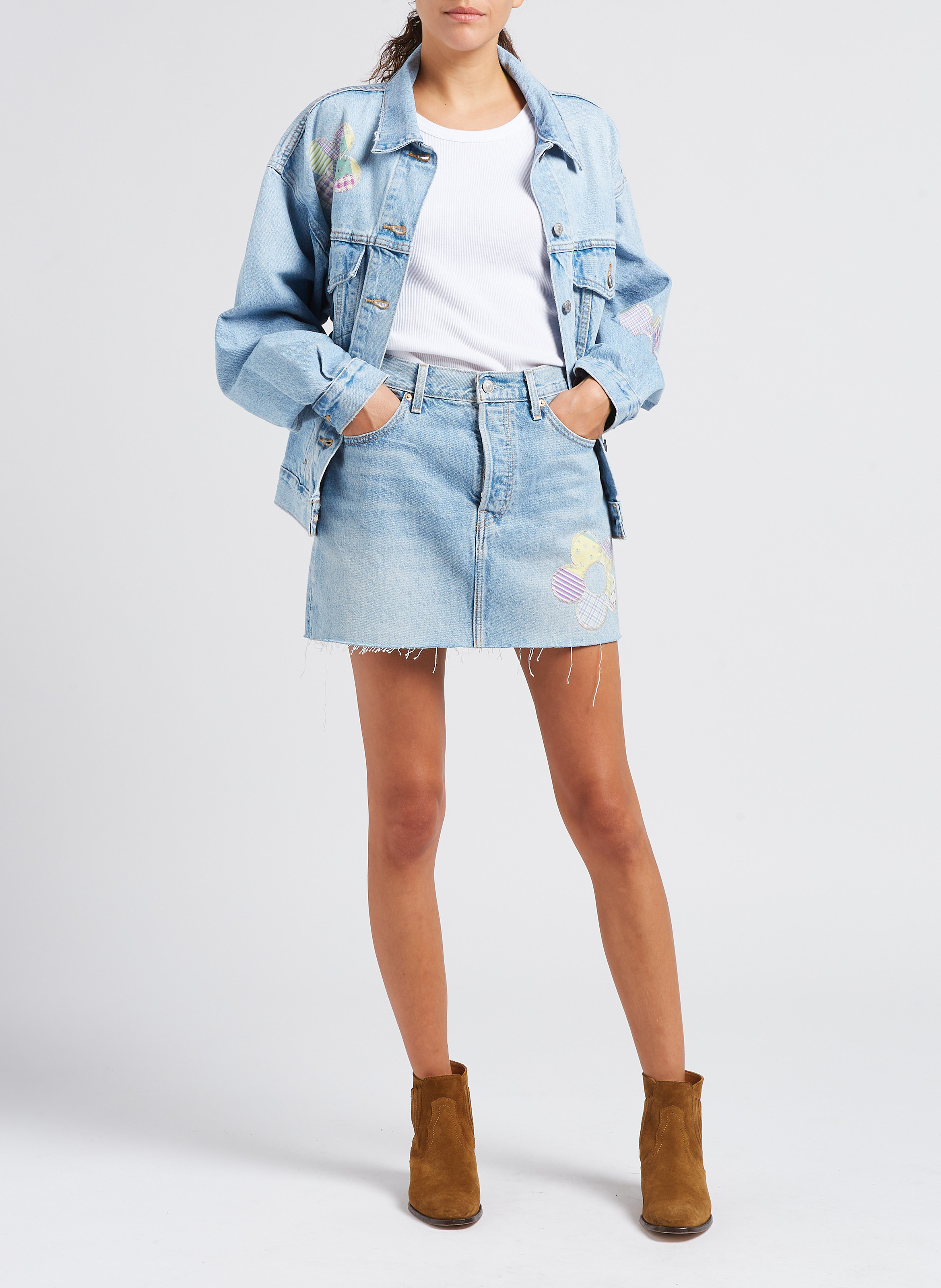 Jupe courte en jean  LEVI'S Jean Délavé