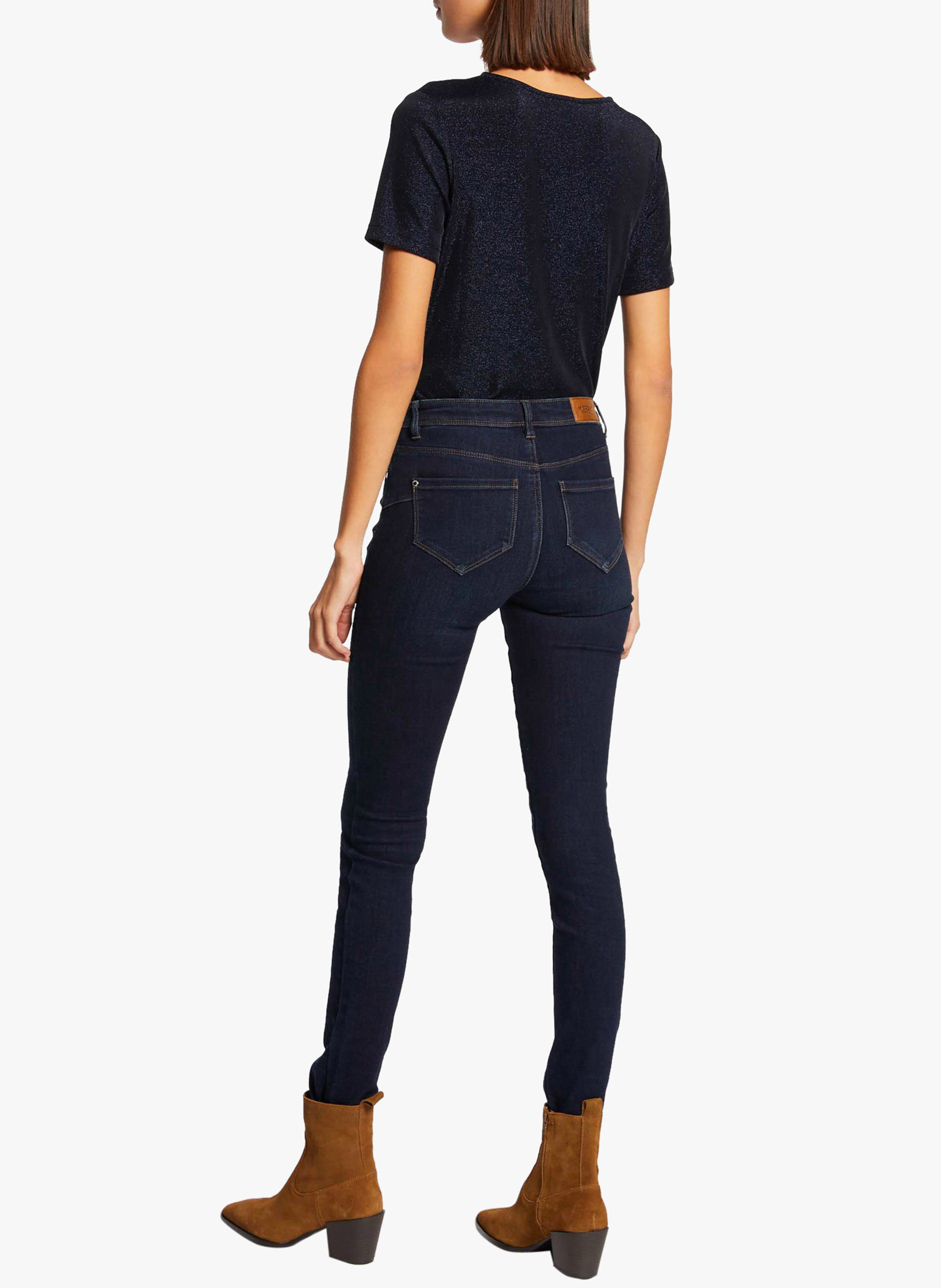 T-Shirt mit V-Ausschnitt und Metallic-Effekt MORGAN Blau