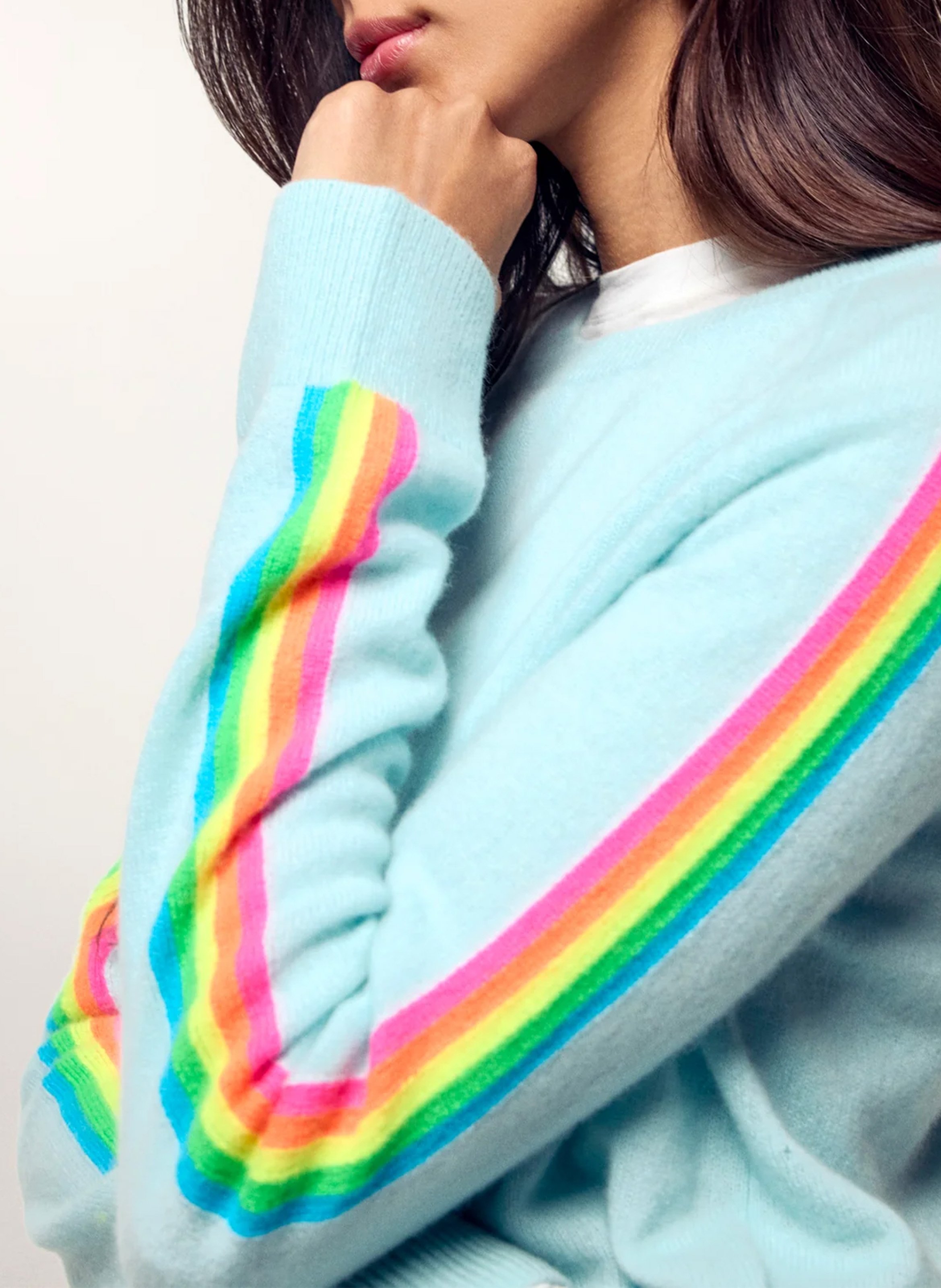 Pull court à manches imprimées en cachemire FROM FUTURE Bleu