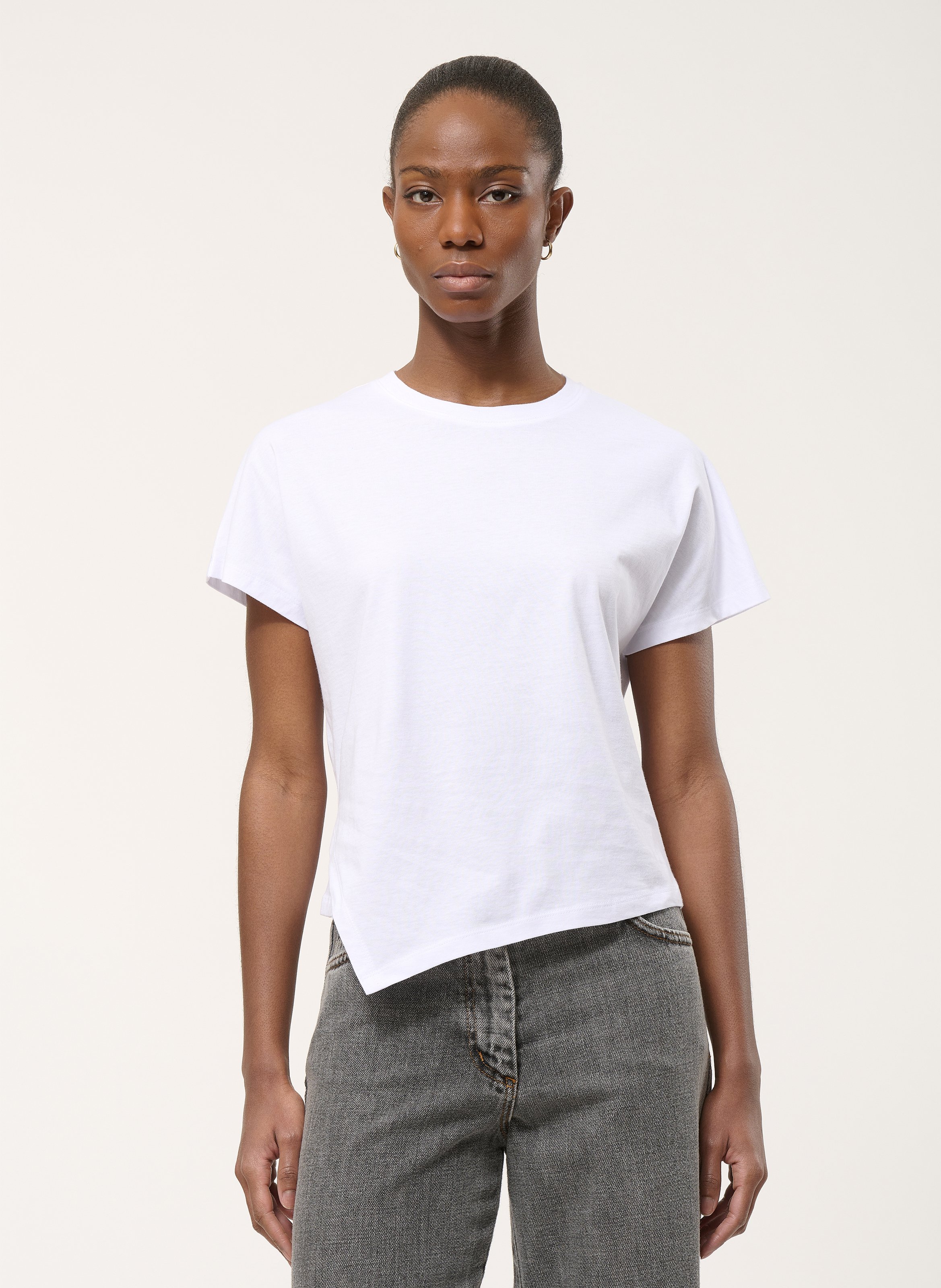 Tee-shirt droit col ron en coton bio HUMILITY Blanc