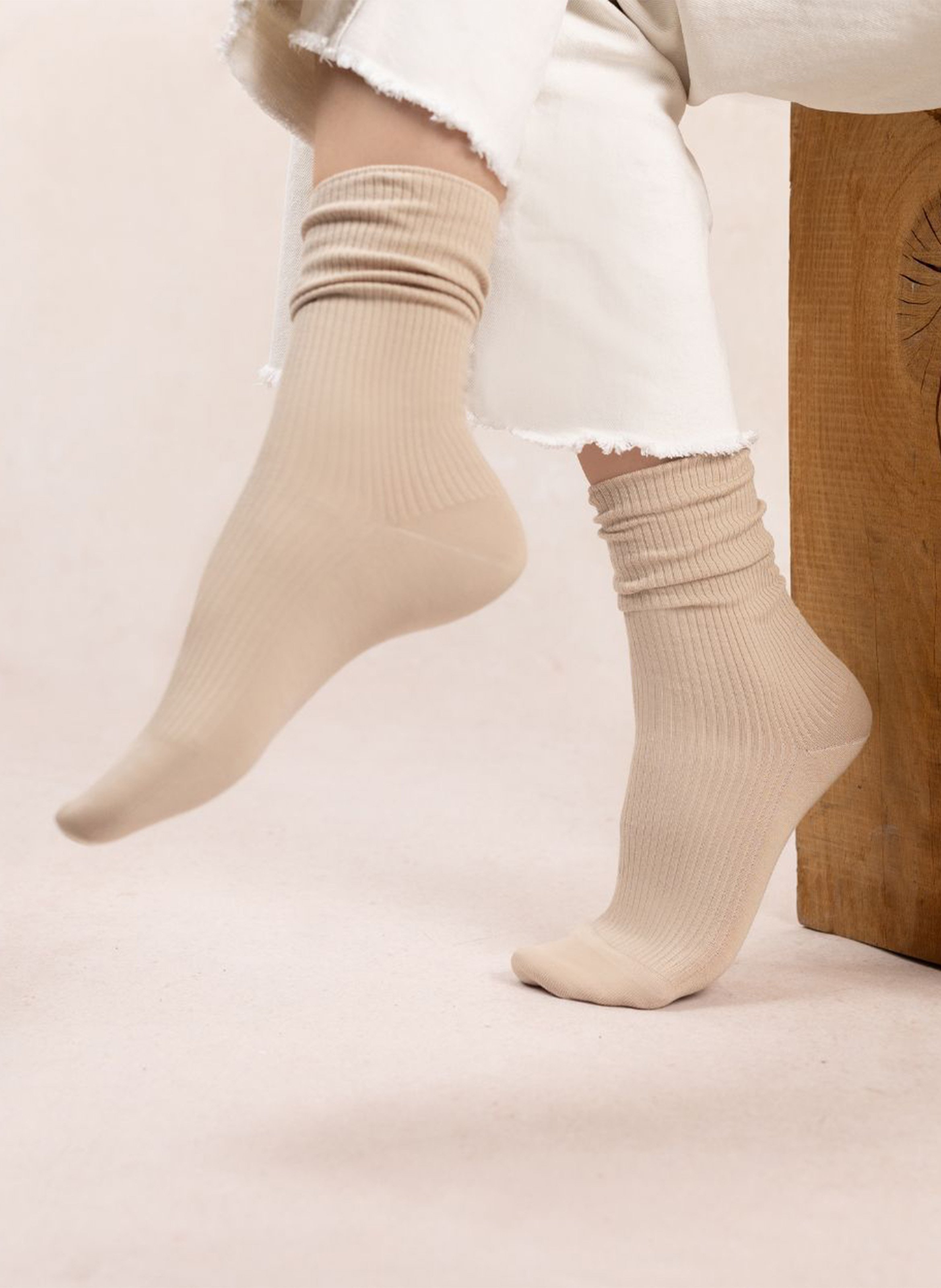 Chaussettes en coton mélangé BLEUFORET Beige