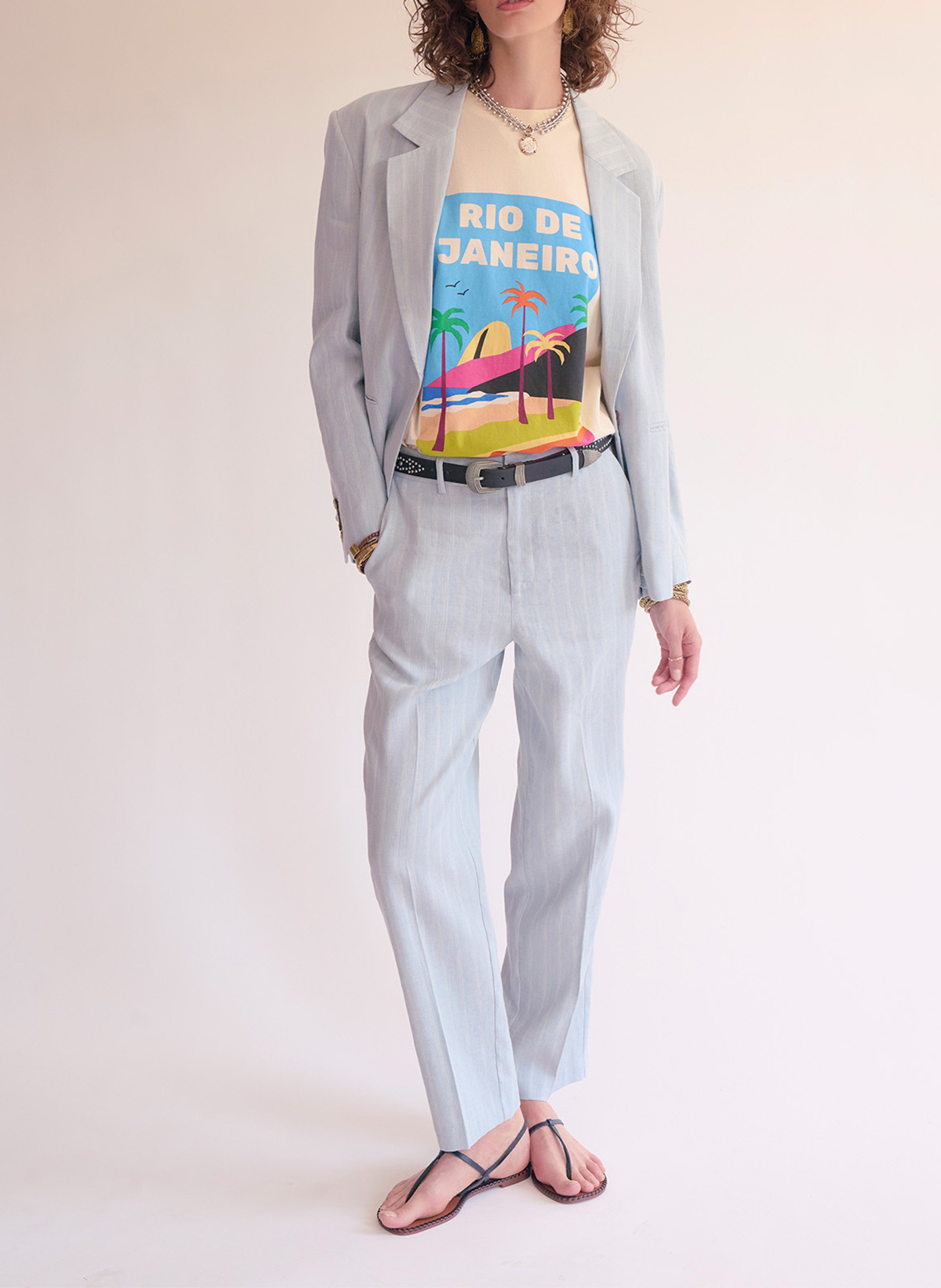 Gerade geschnittene Hose mit Streifen MKT Blau