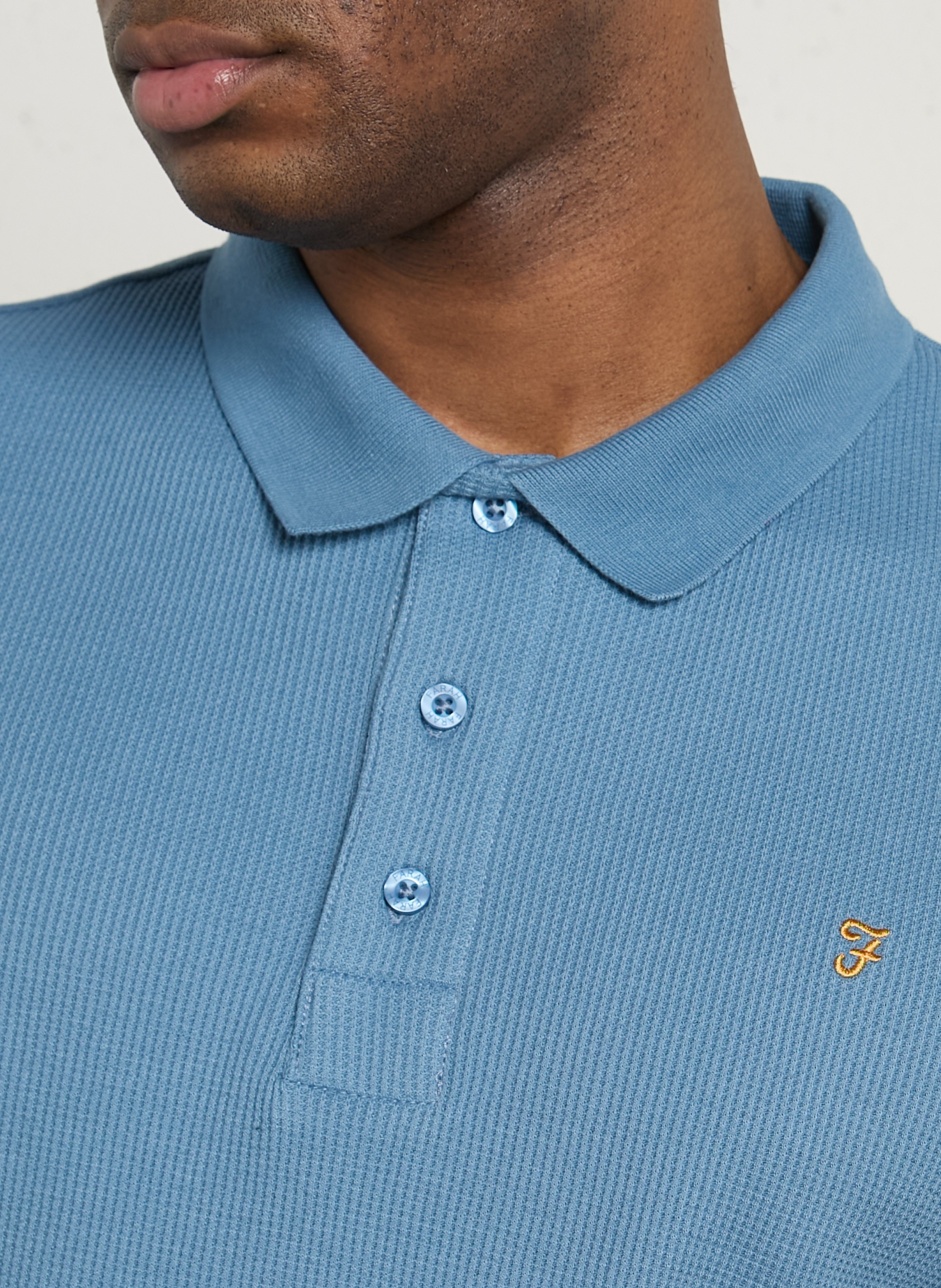 Polo droit stretch en coton biologique  FARAH Bleu