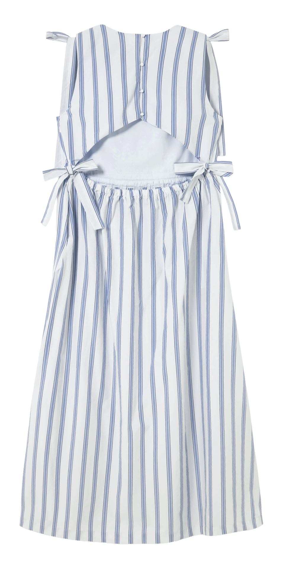 Robe courte col rond en coton rayé THE TINY BIG SISTER Bleu